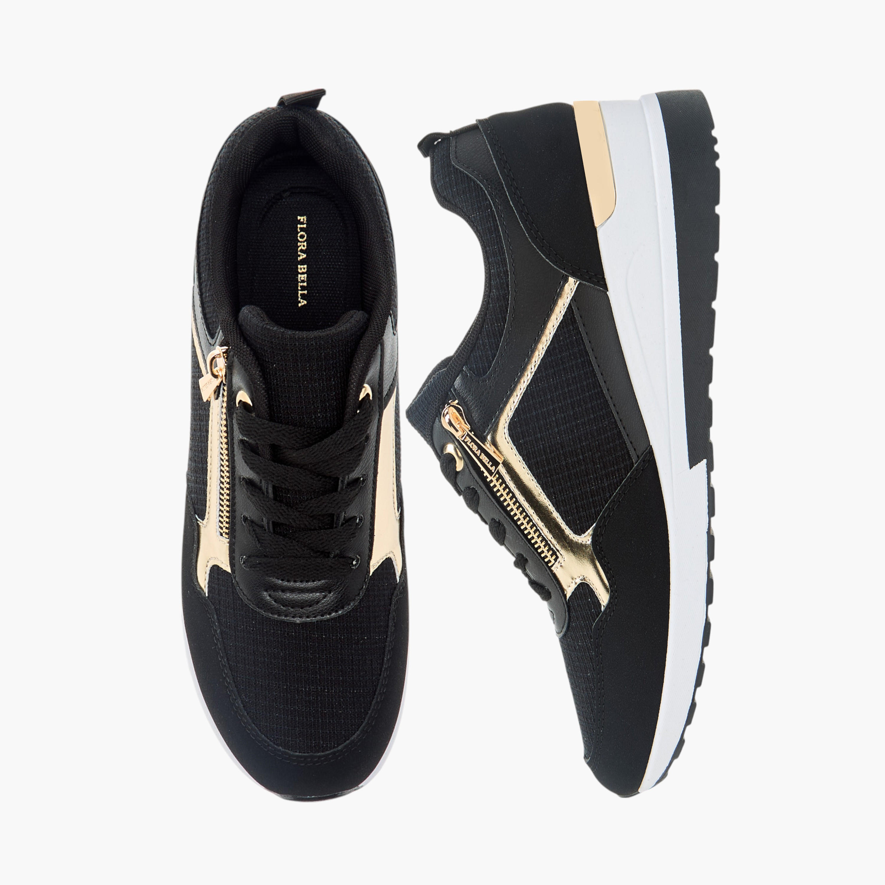 Flora Bella Panelled Sneakers with Lace-Up Closure-women-shoes-sneakers-image-1