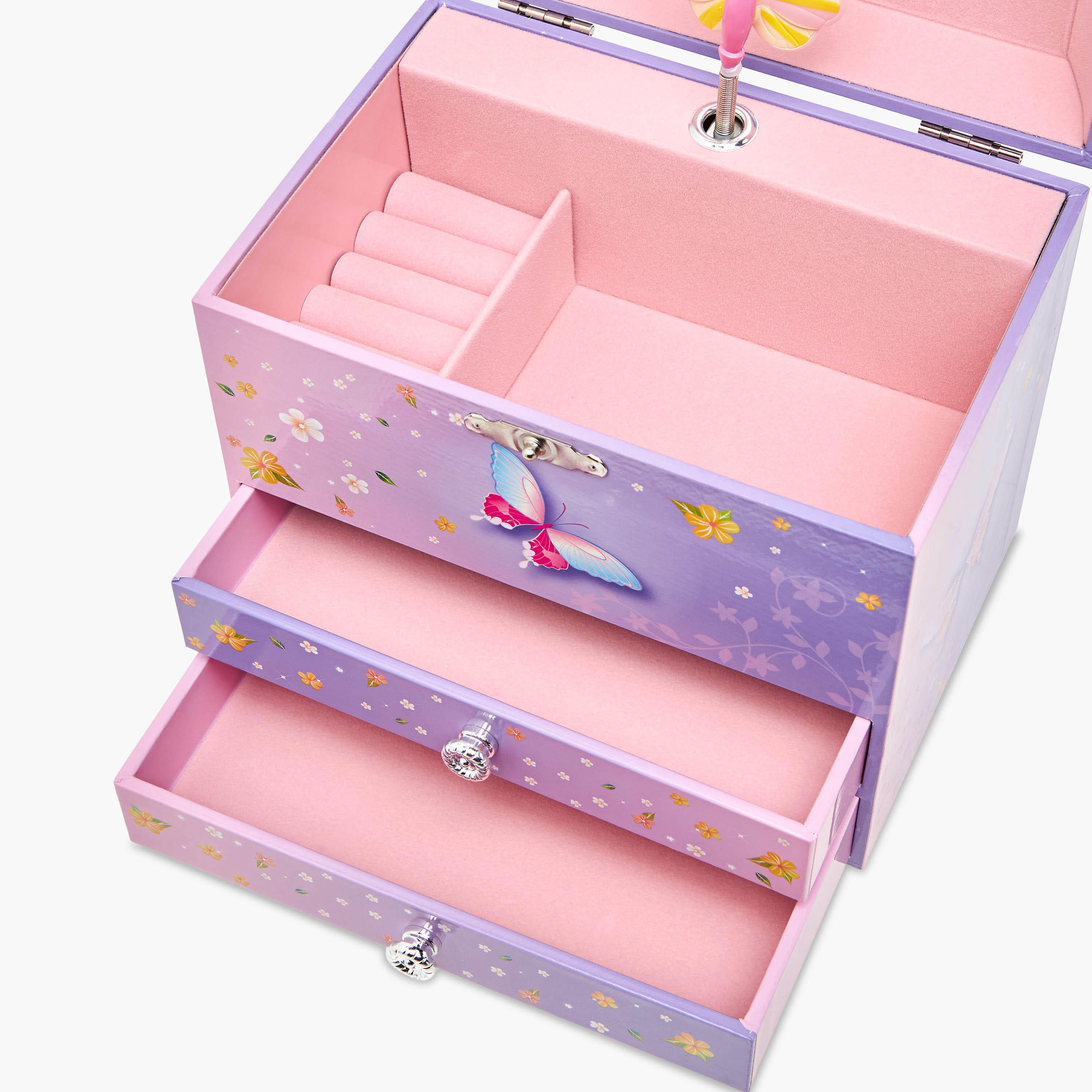 Butterfly Print 2-Drawer Musical Jewellery Box - 17x11x15 cms-women-watchesandjewellery-jewellery-storage-image-6