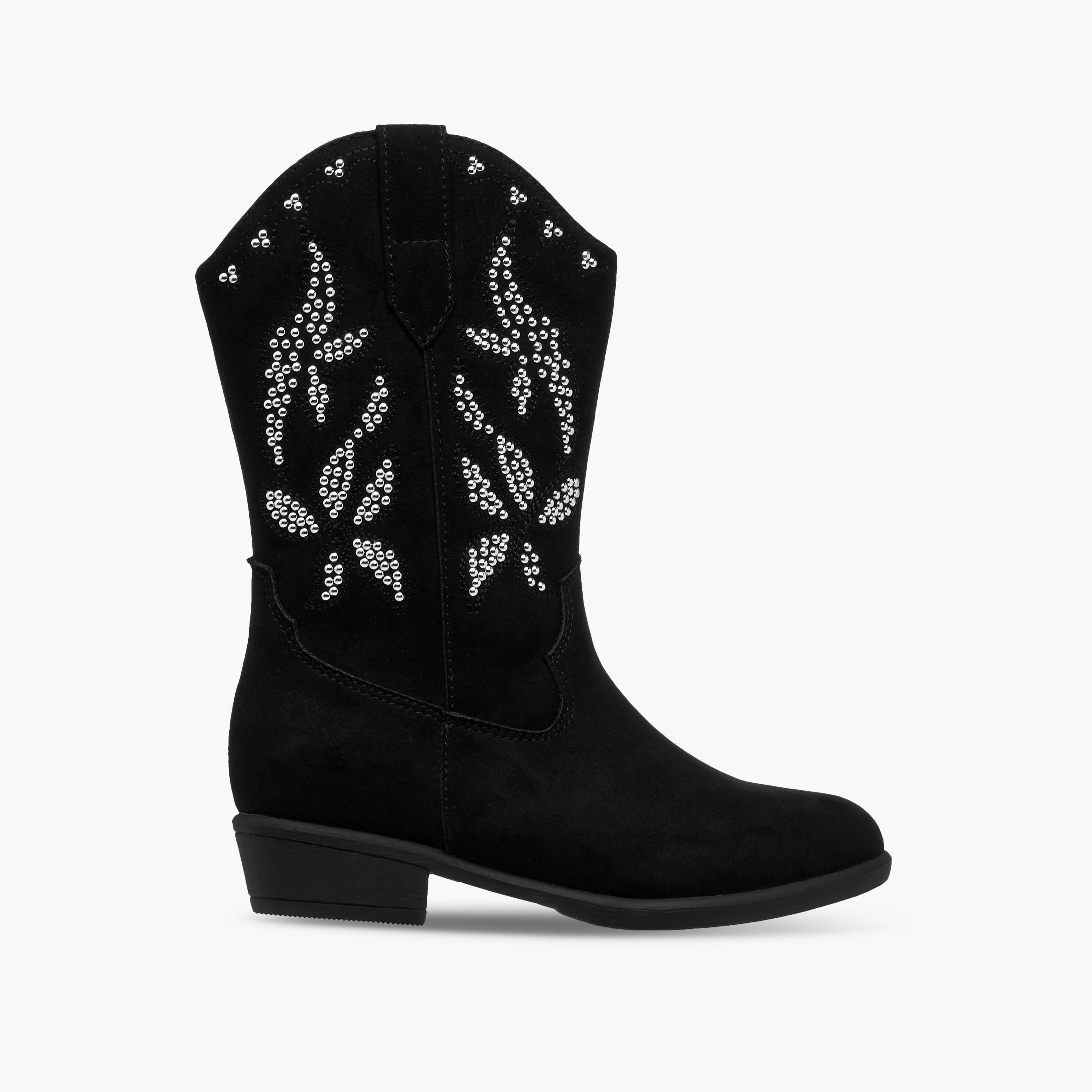 Little Missy Embellished High Cut Boots with Zip Closure-girls-shoes-boots-image-3