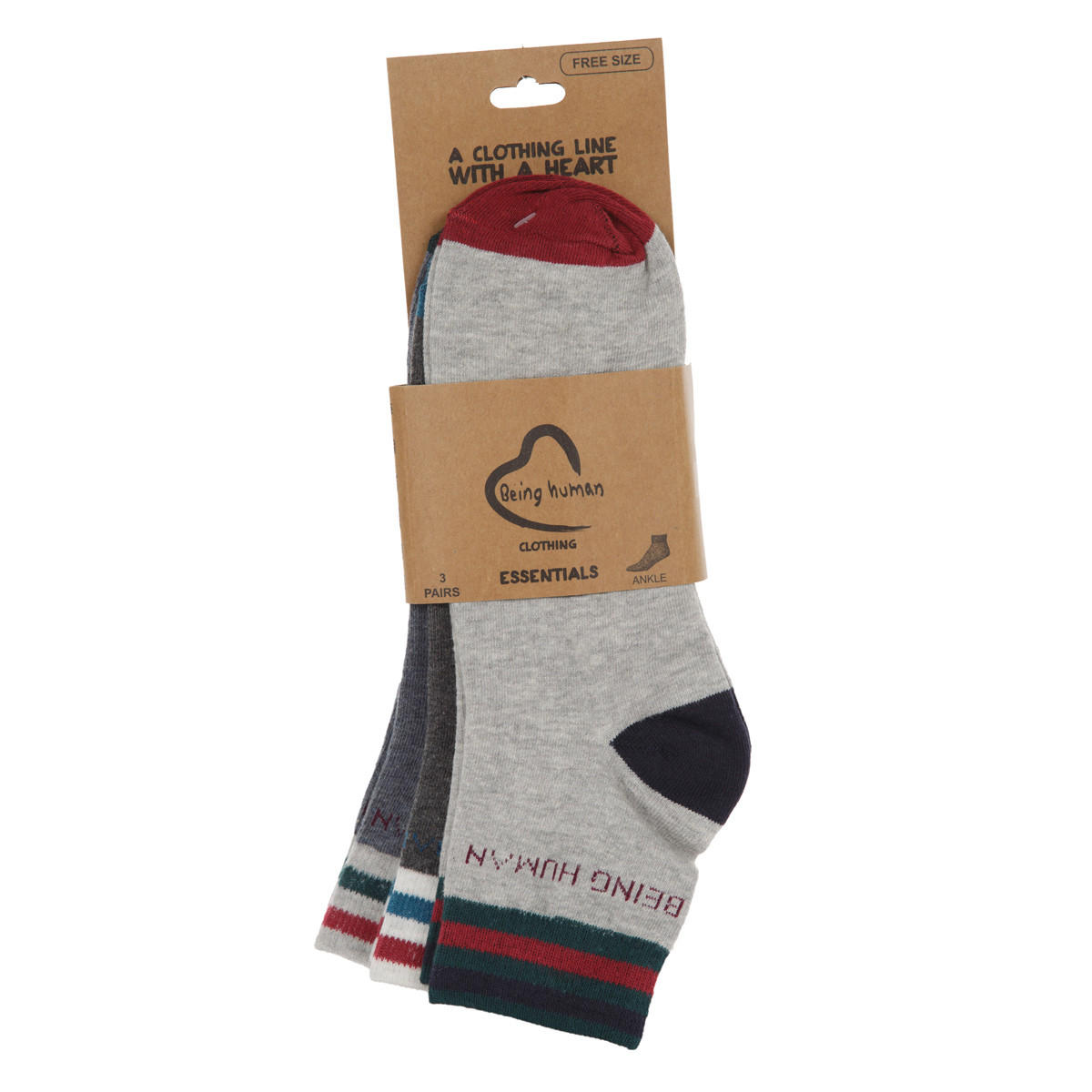 Being Human Ankle Socks - Pack of 3-men-socks-image-2
