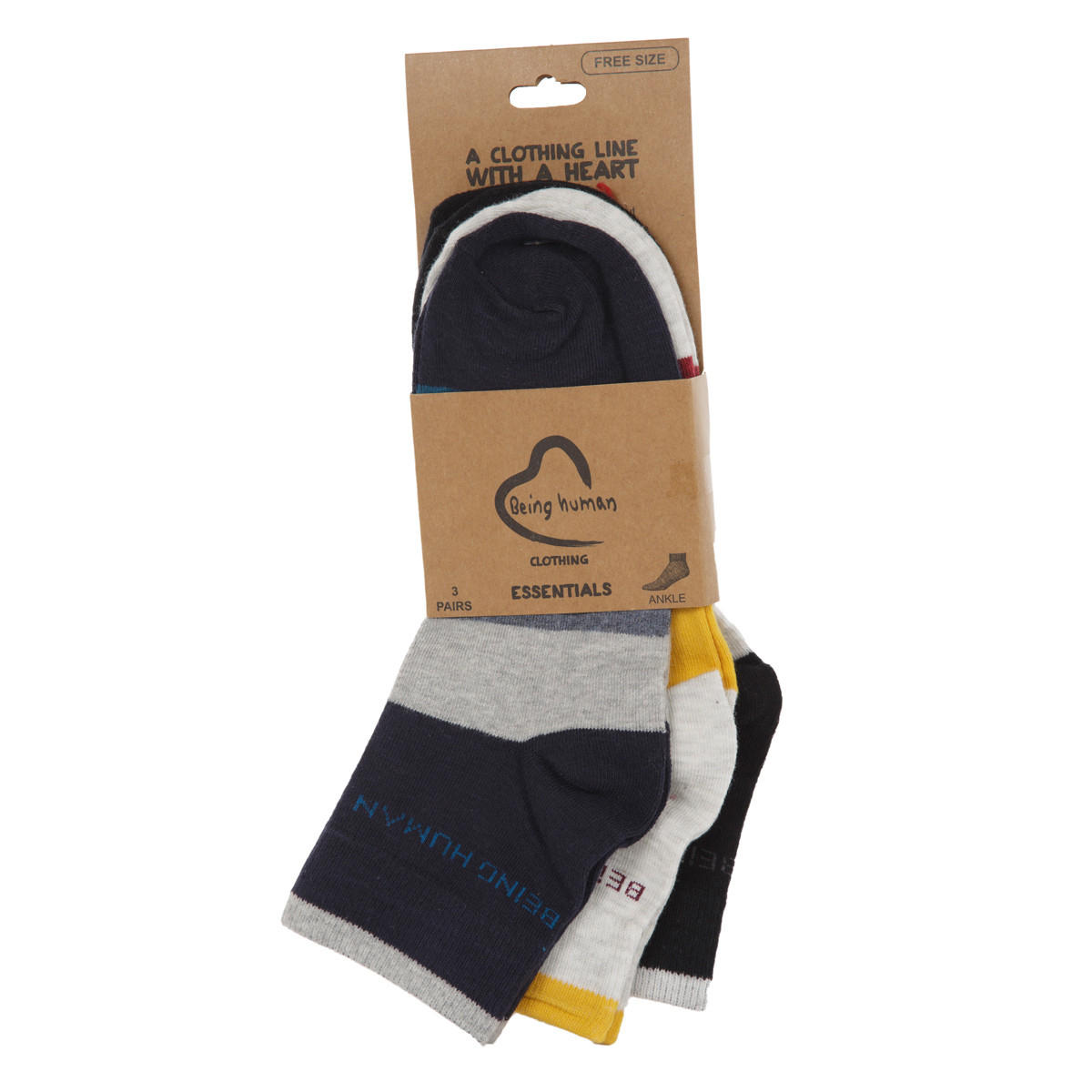 Being Human Ankle Socks - Pack of 3-men-socks-image-1
