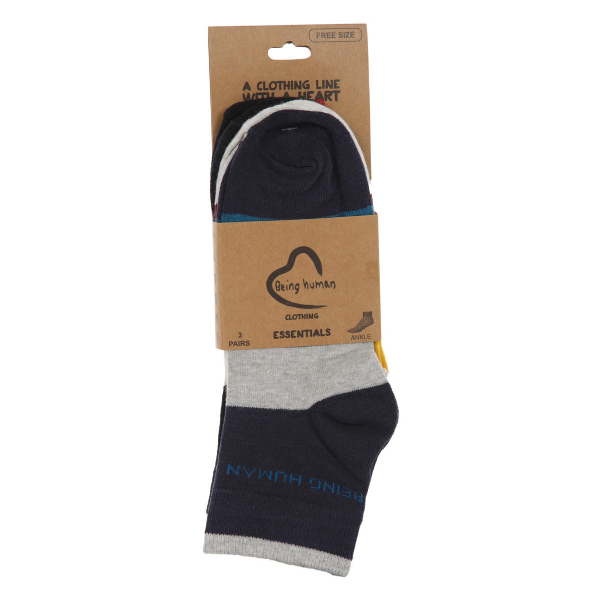Being Human Ankle Socks - Pack of 3-men-socks-image-2