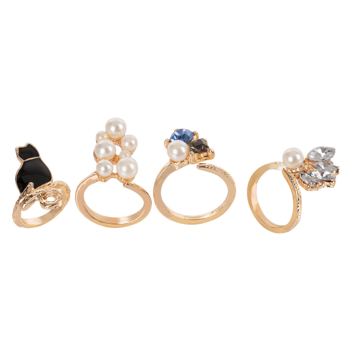 Cluster Rings - Set of 4-women-watchesandjewellery-jewellery-rings-image-1