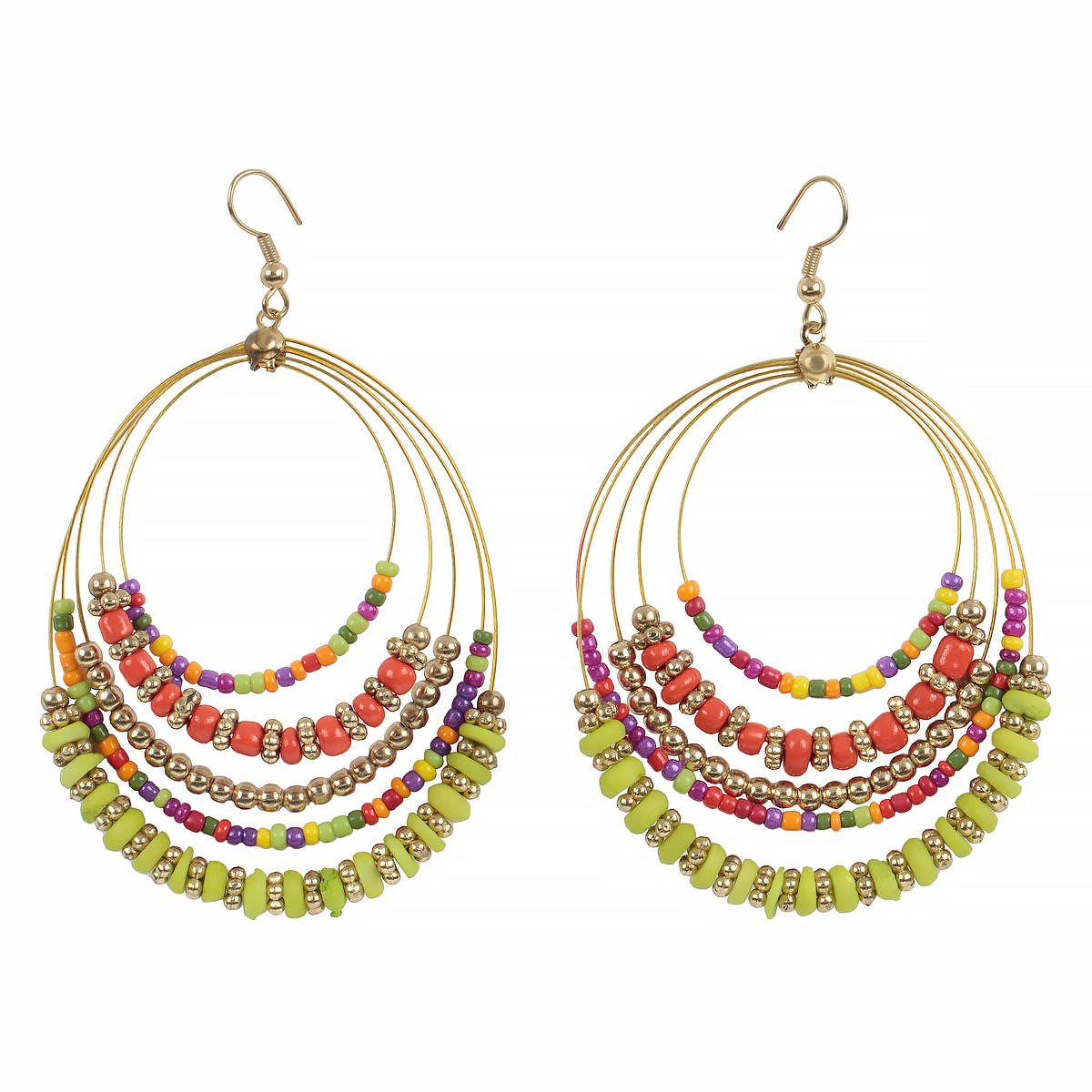 Beaded Hoop Earrings-women-watchesandjewellery-jewellery-earrings-image-1