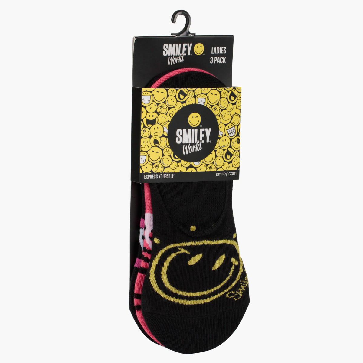 Smiley World Invisible Socks- Set of 3-women-socksandstockings-image-1