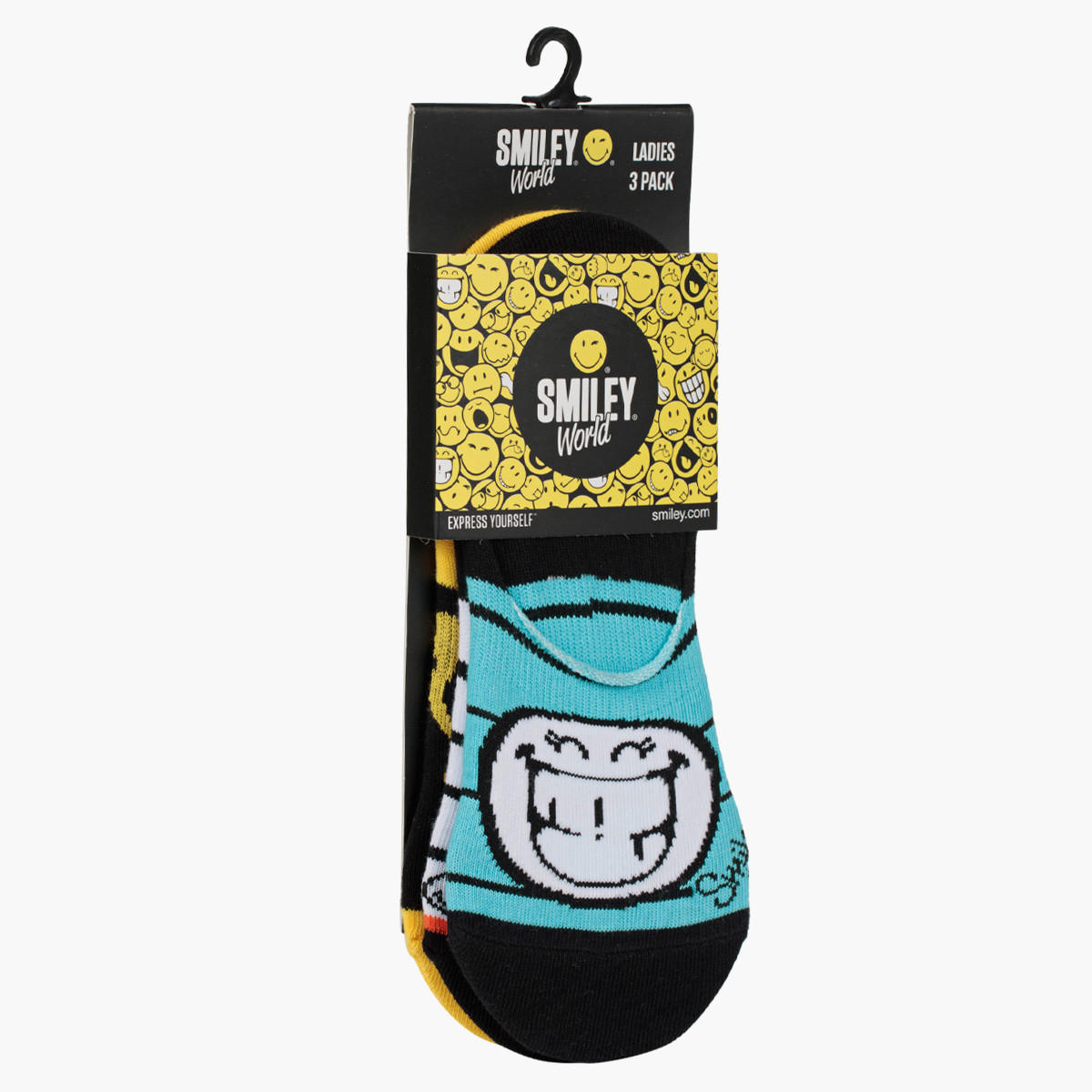 Smiley World Invisible Socks- Set of 3-women-socksandstockings-image-2