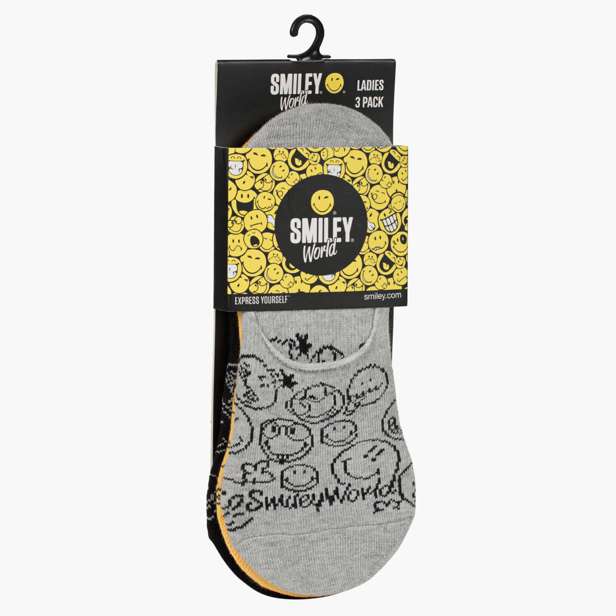 Smiley World Invisible Socks- Set of 3-women-socksandstockings-image-1
