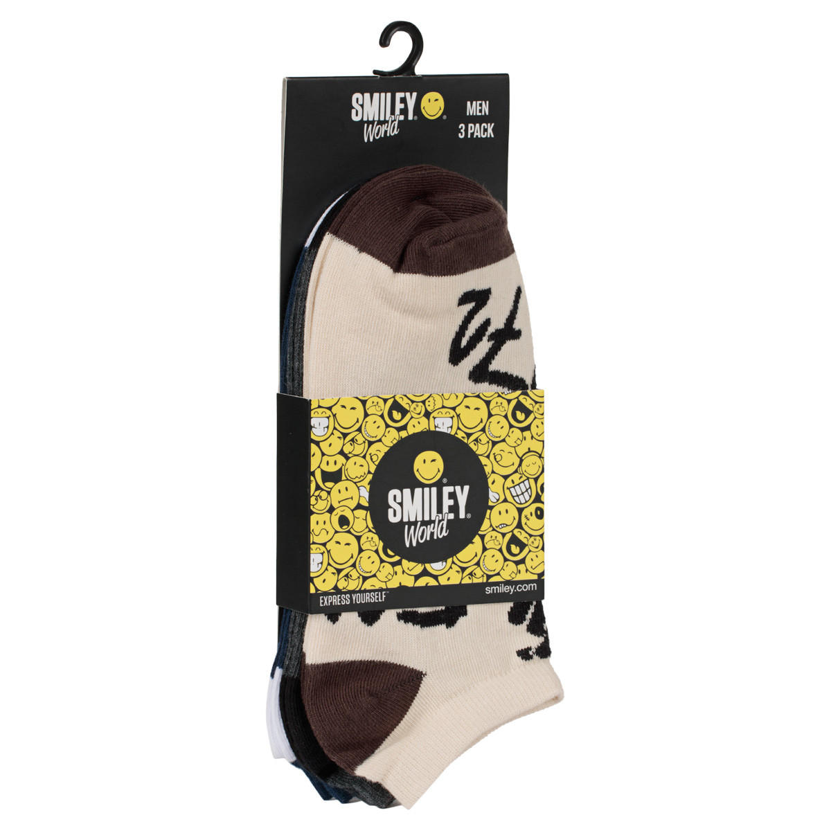 Smiley World Low Ankle Socks- Set of 3-women-socksandstockings-image-1