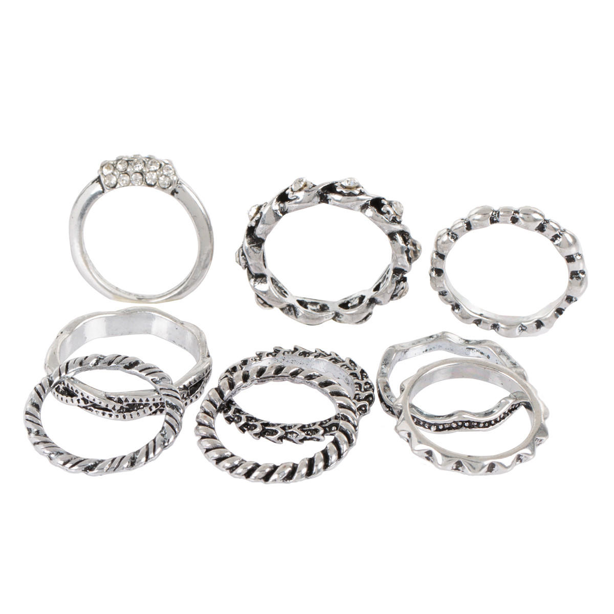 Textured Rings - Set of 9-women-watchesandjewellery-jewellery-rings-image-2