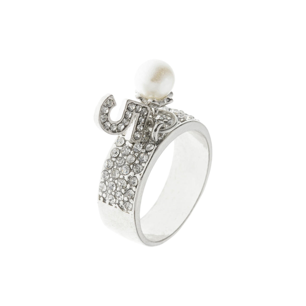 Faux Pearl Finger Ring with Dangling Charm-women-watchesandjewellery-jewellery-rings-image-1