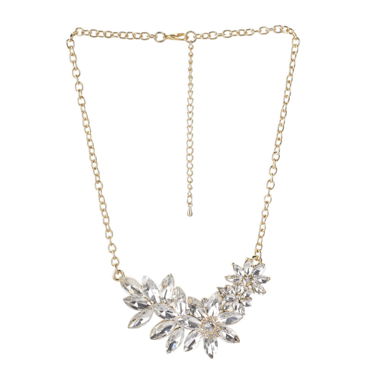 Studded Floral Bib Necklace-women-watchesandjewellery-jewellery-necklacesandpendants-image-1