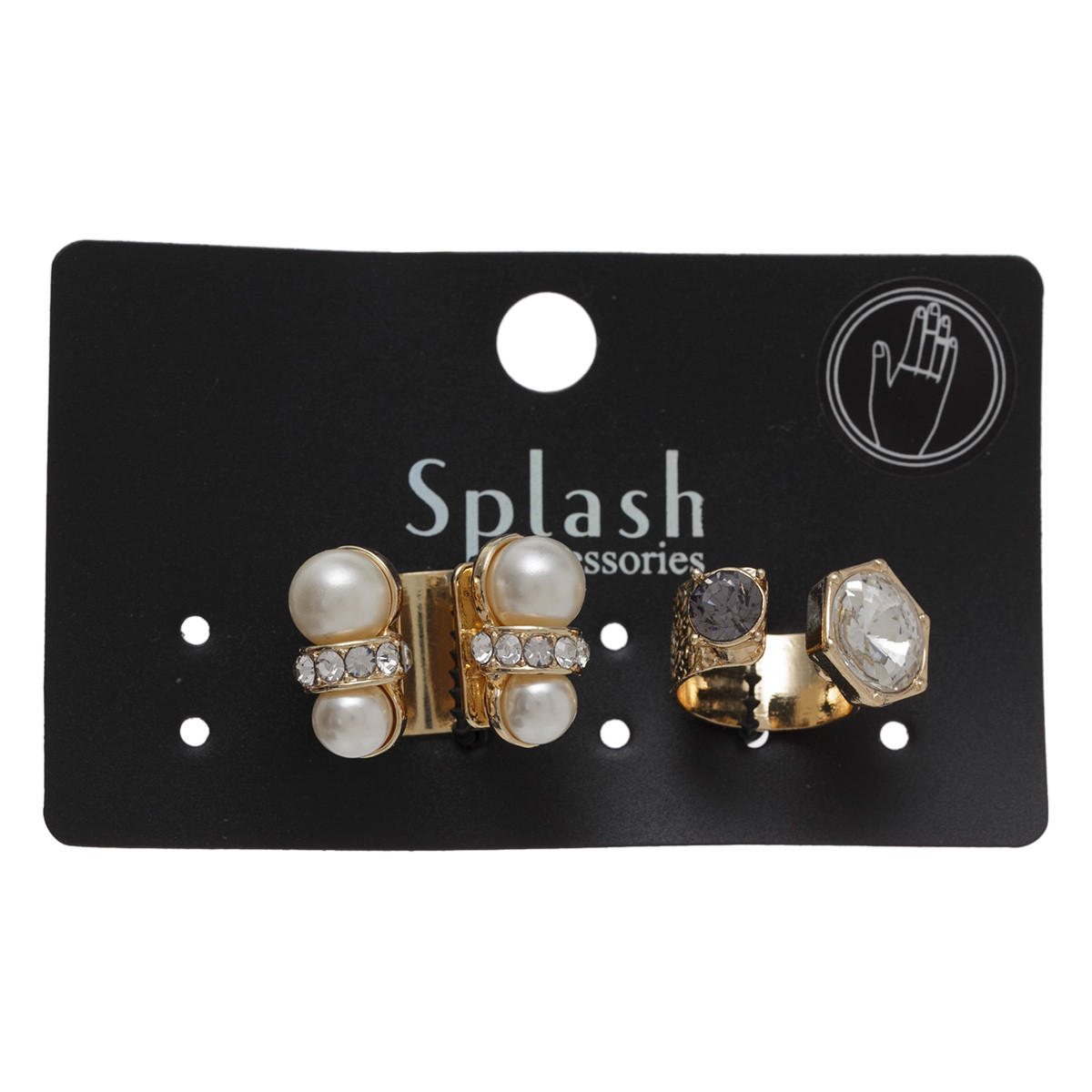 Embellished Cuff Finger Rings - Set of 2-women-watchesandjewellery-jewellery-rings-image-1