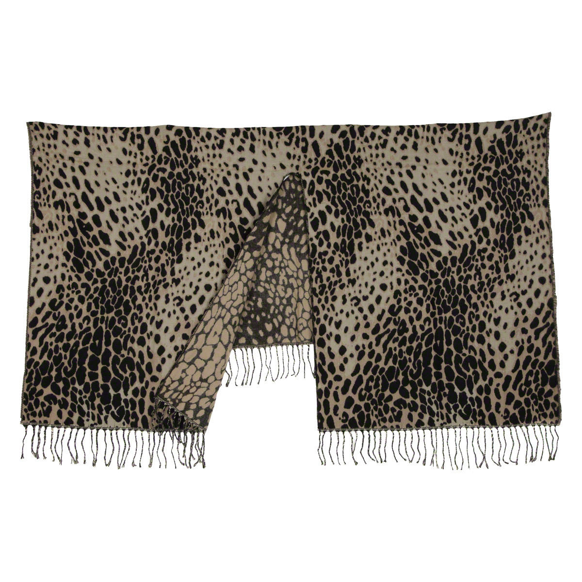 Animal Print Slit Cloak Knitted Scarf-women-clothingaccessories-scarves-image-1