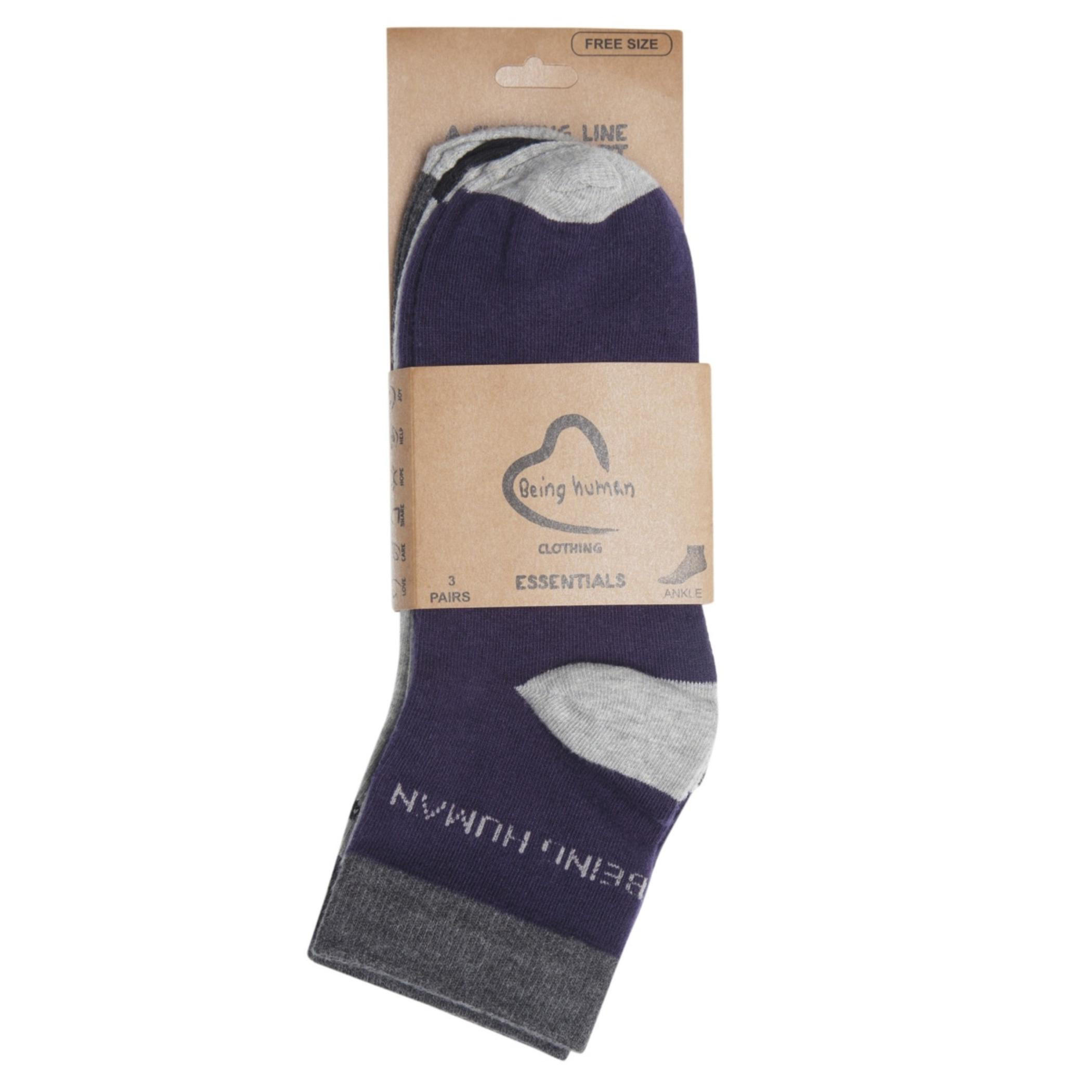 Being Human Ankle Socks - Set of 3-men-socks-image-2