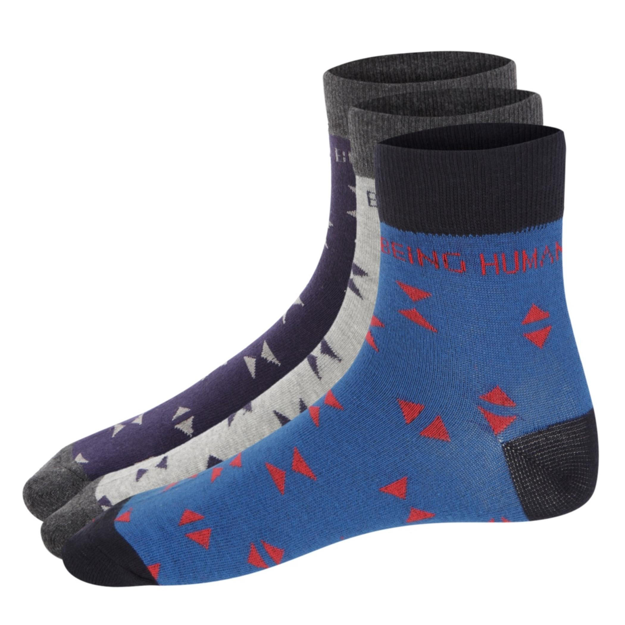 Being Human Printed Ankle Socks - Set of 3-men-socks-image-2