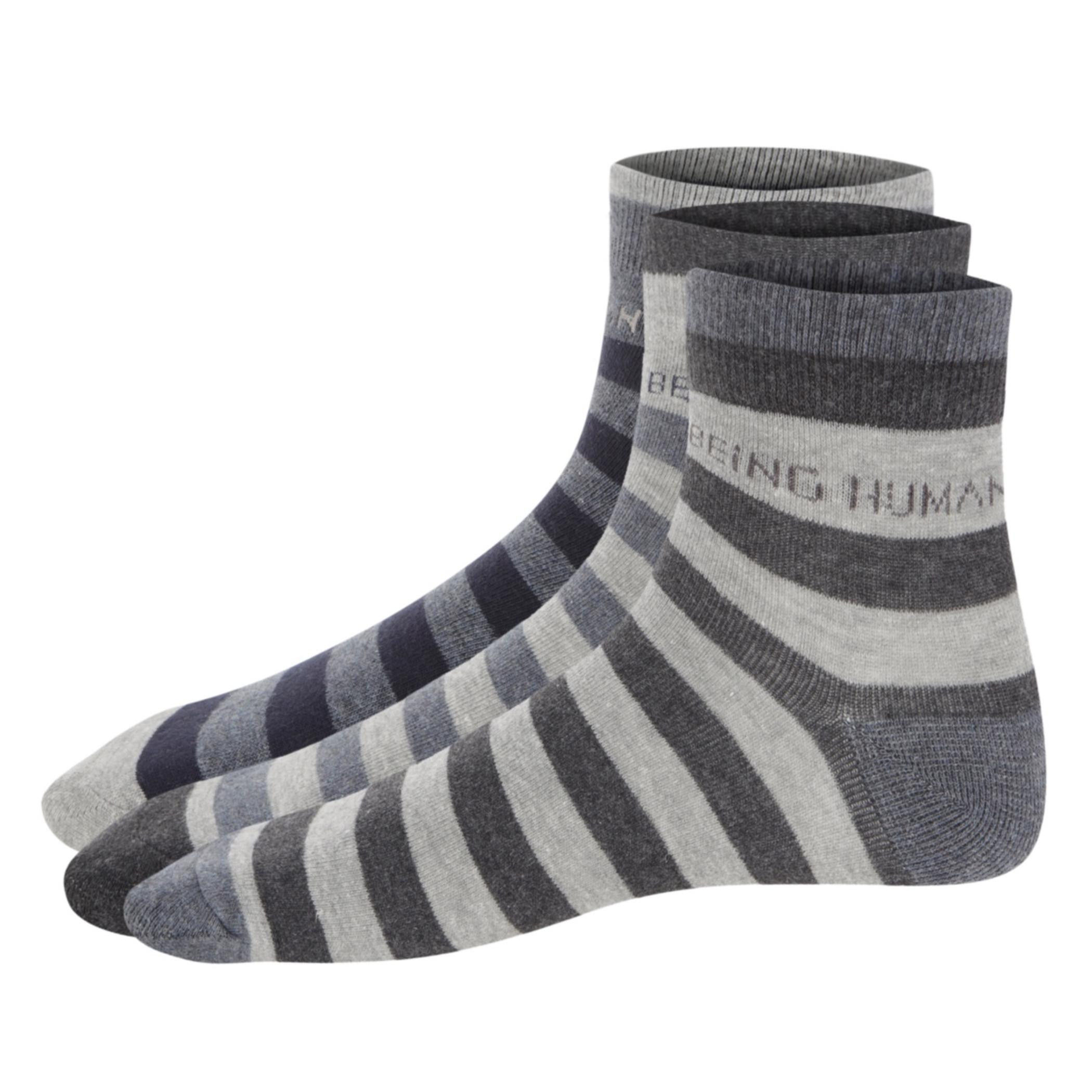 Being Human Striped Ankle Socks - Set of 3-men-socks-image-2