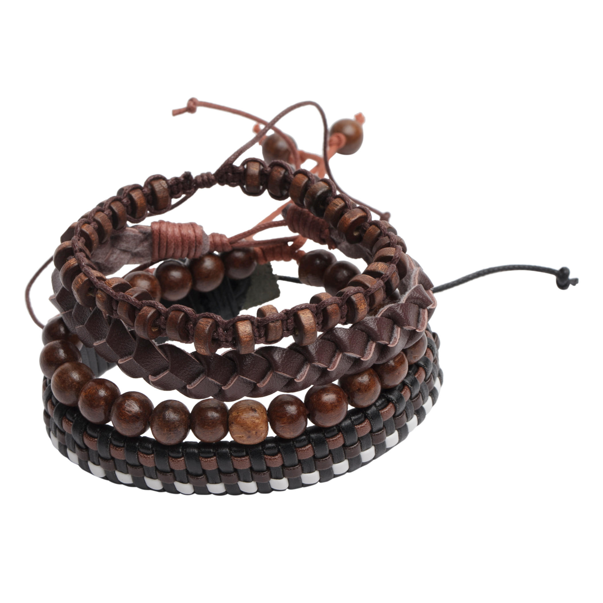 Cord and Bead Bracelet - Set of 4-men-watchesandjewellery-bracelets-image-1
