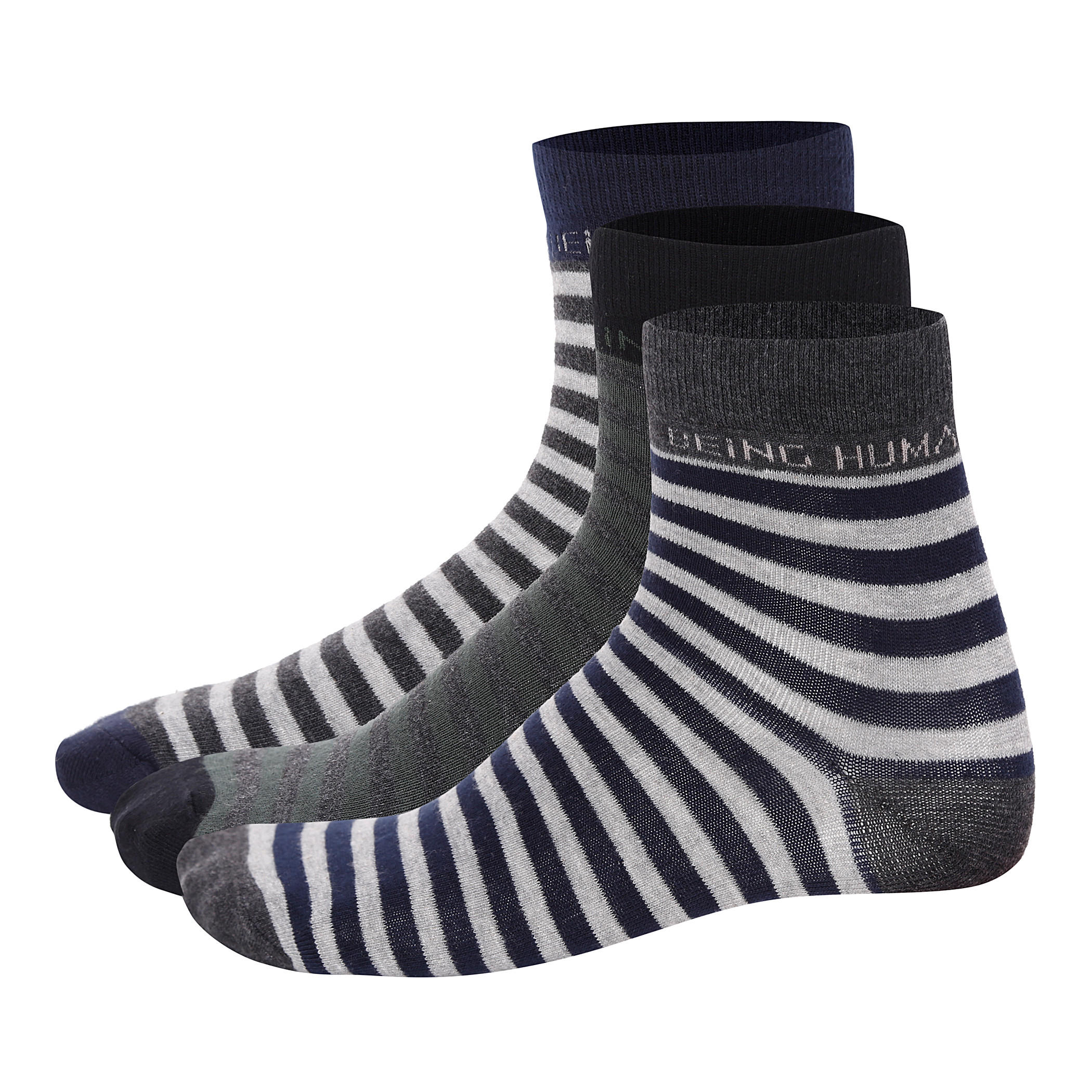 Being Human Striped Socks - Set of 3-men-socks-image-1