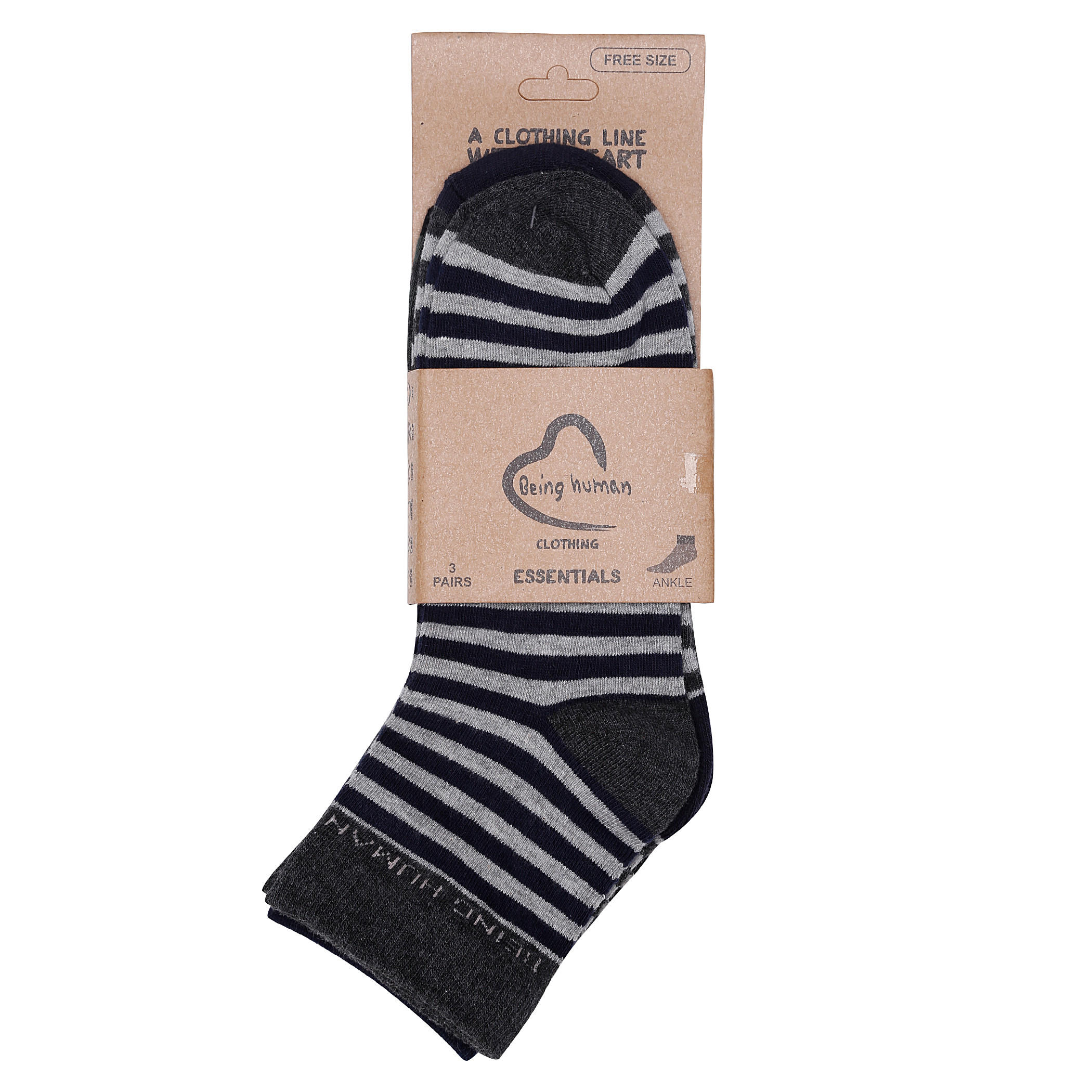 Being Human Striped Socks - Set of 3-men-socks-image-2
