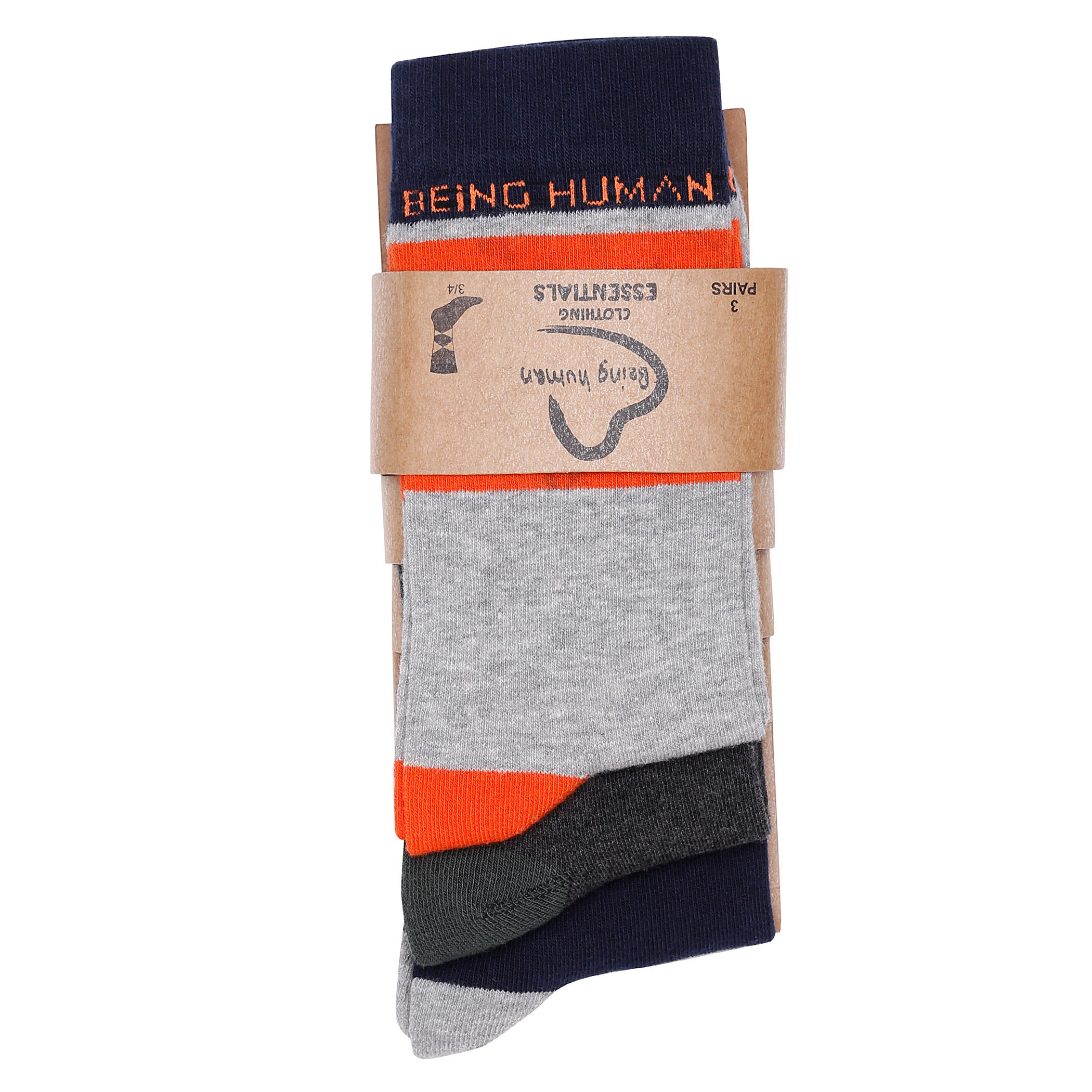 Being Human Striped Socks - Set of 3-men-socks-image-1