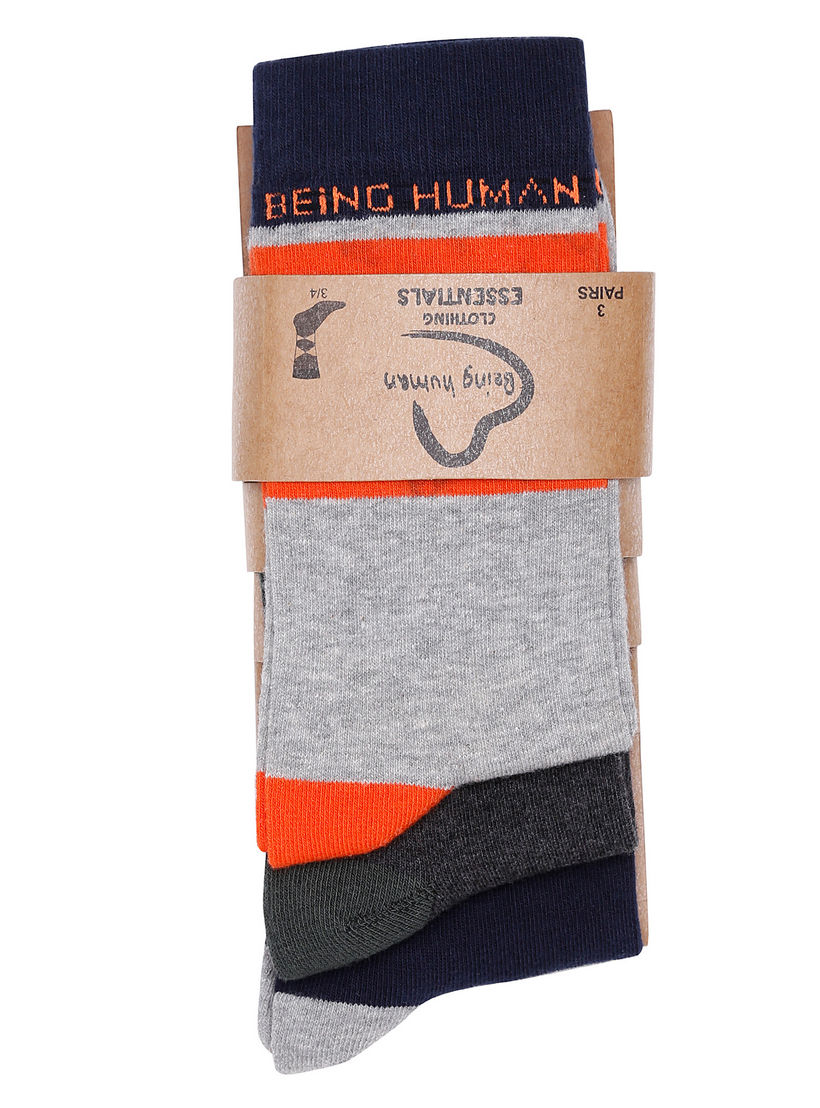 Being Human Striped Socks - Set of 3-men-socks-image-1