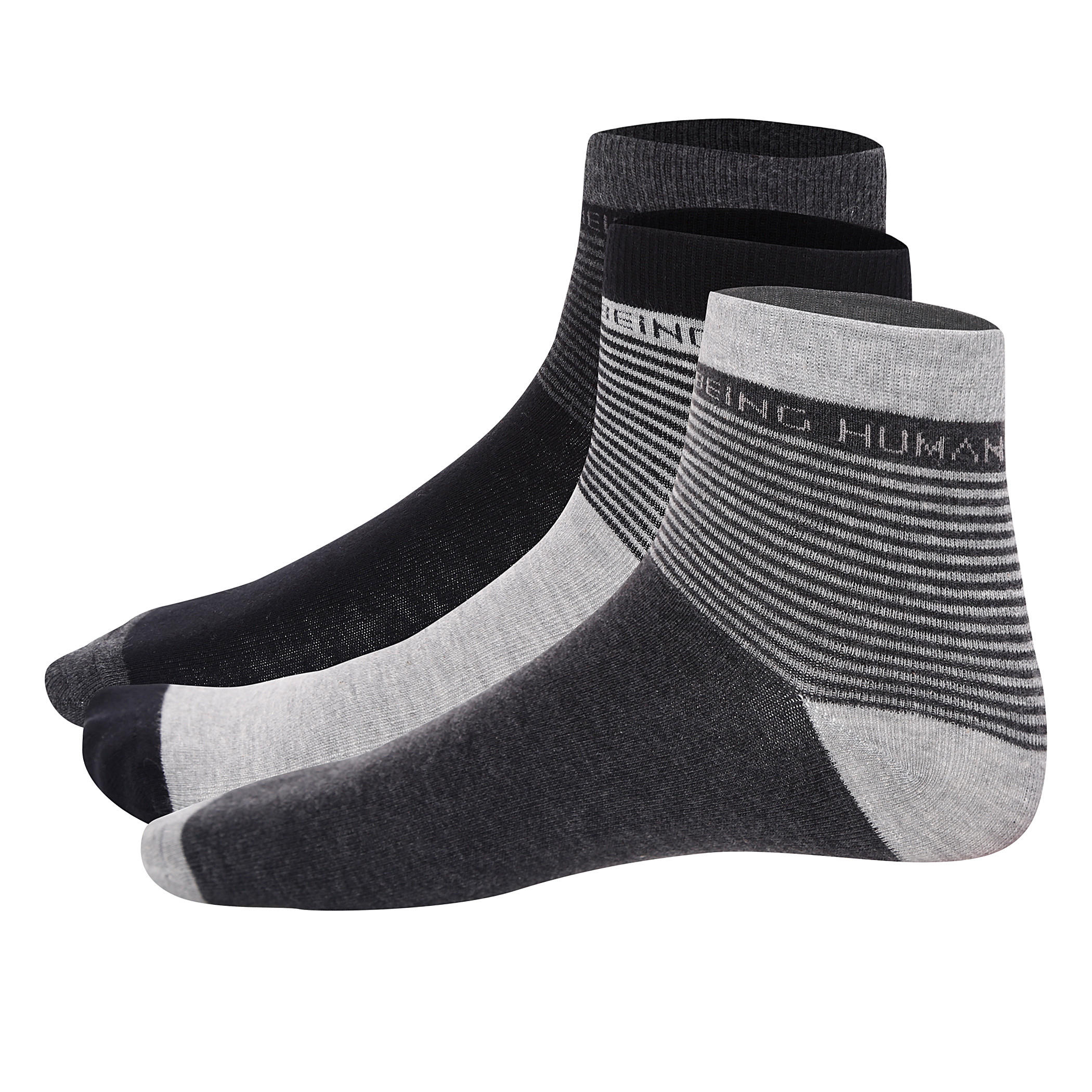 Being Human Striped Socks - Set of 3-men-socks-image-1