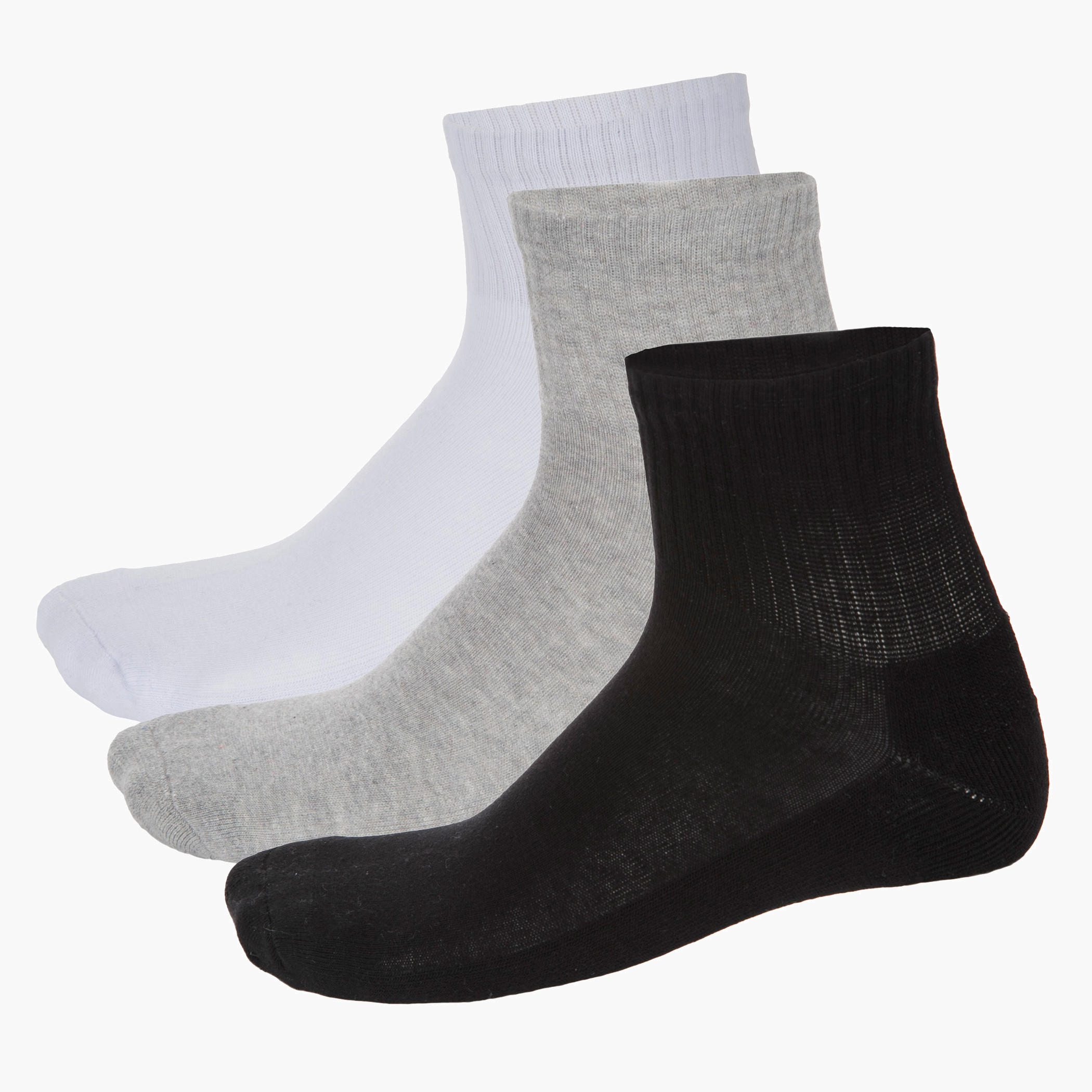 Solid Colour Mid Rise Socks - Set of 3-men-socks-image-2