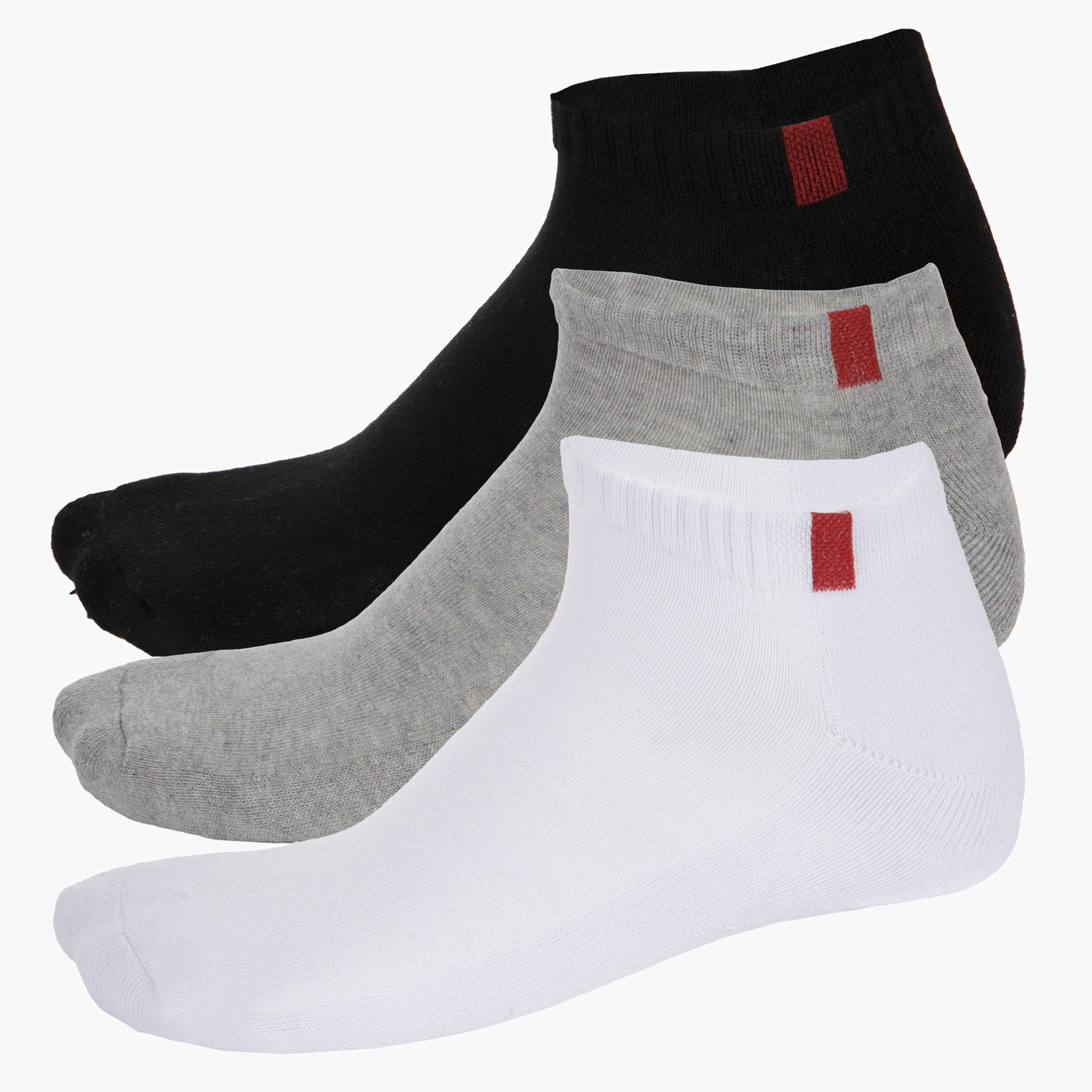 Solid Colour Ankle-length Socks - Set of 3-men-socks-image-1