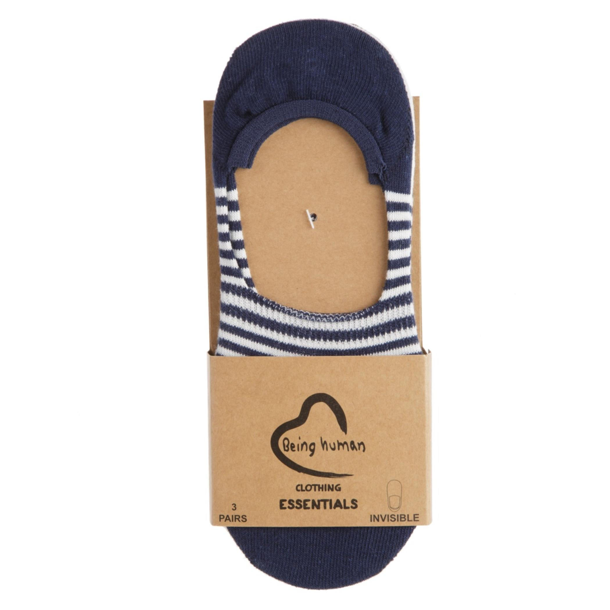 Being Human Striped Invisible Socks - Set of 3-men-socks-image-2