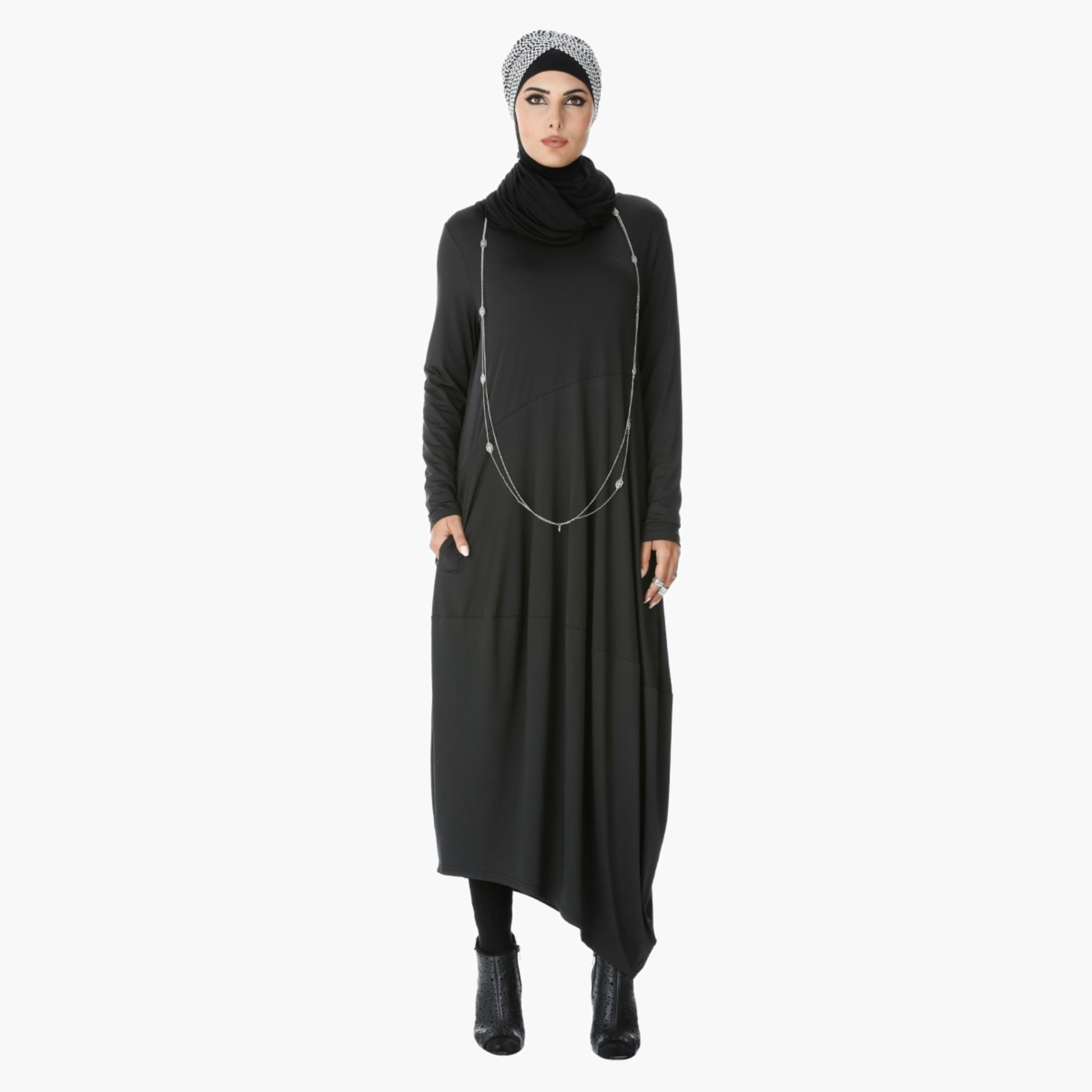 Maxi Dress with Side Pockets and Long Sleeves-women-clothing-dresses-image-1