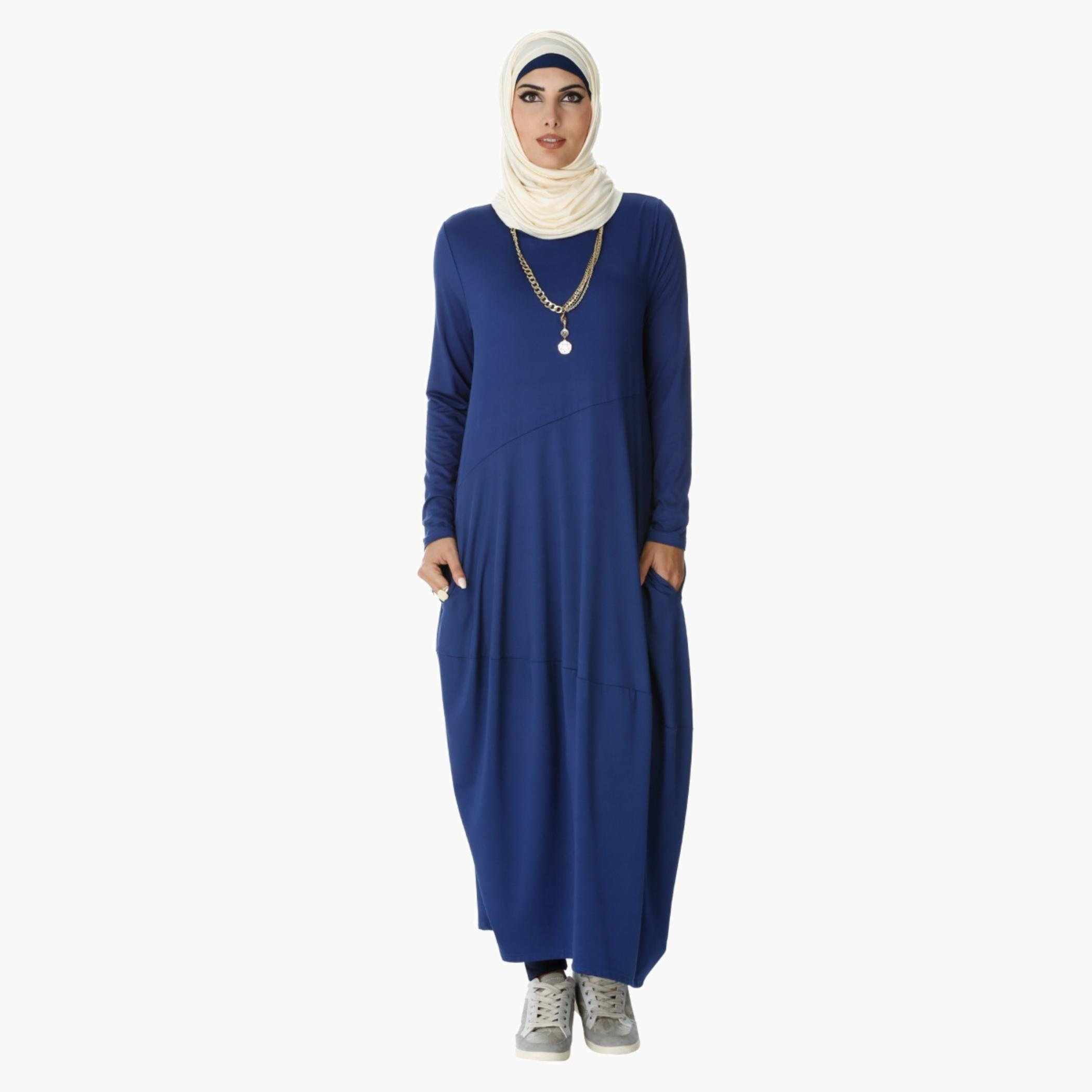 Maxi Dress with Side Pockets and Long Sleeves-women-clothing-dresses-image-1