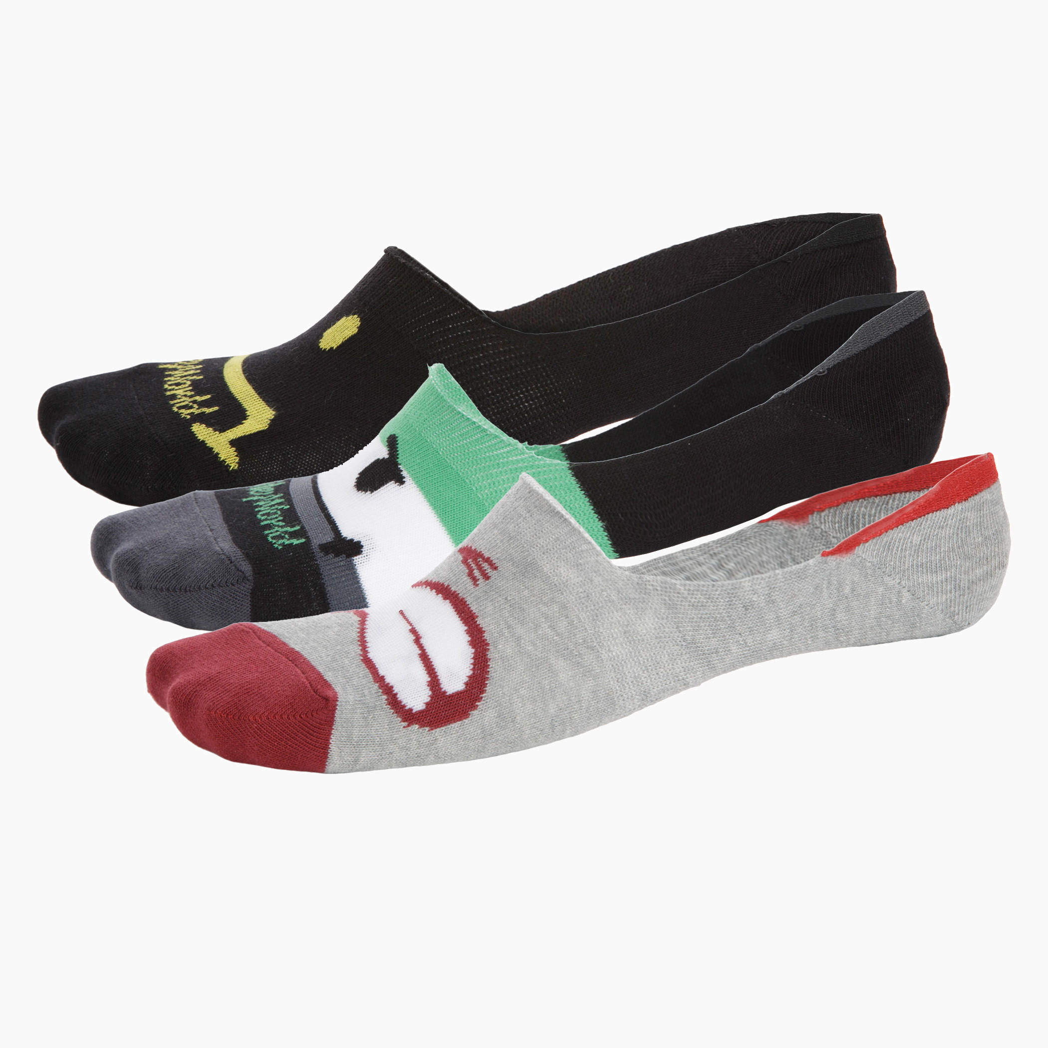 Smiley World Multicolour Ped Socks - Set of 3-men-socks-image-1