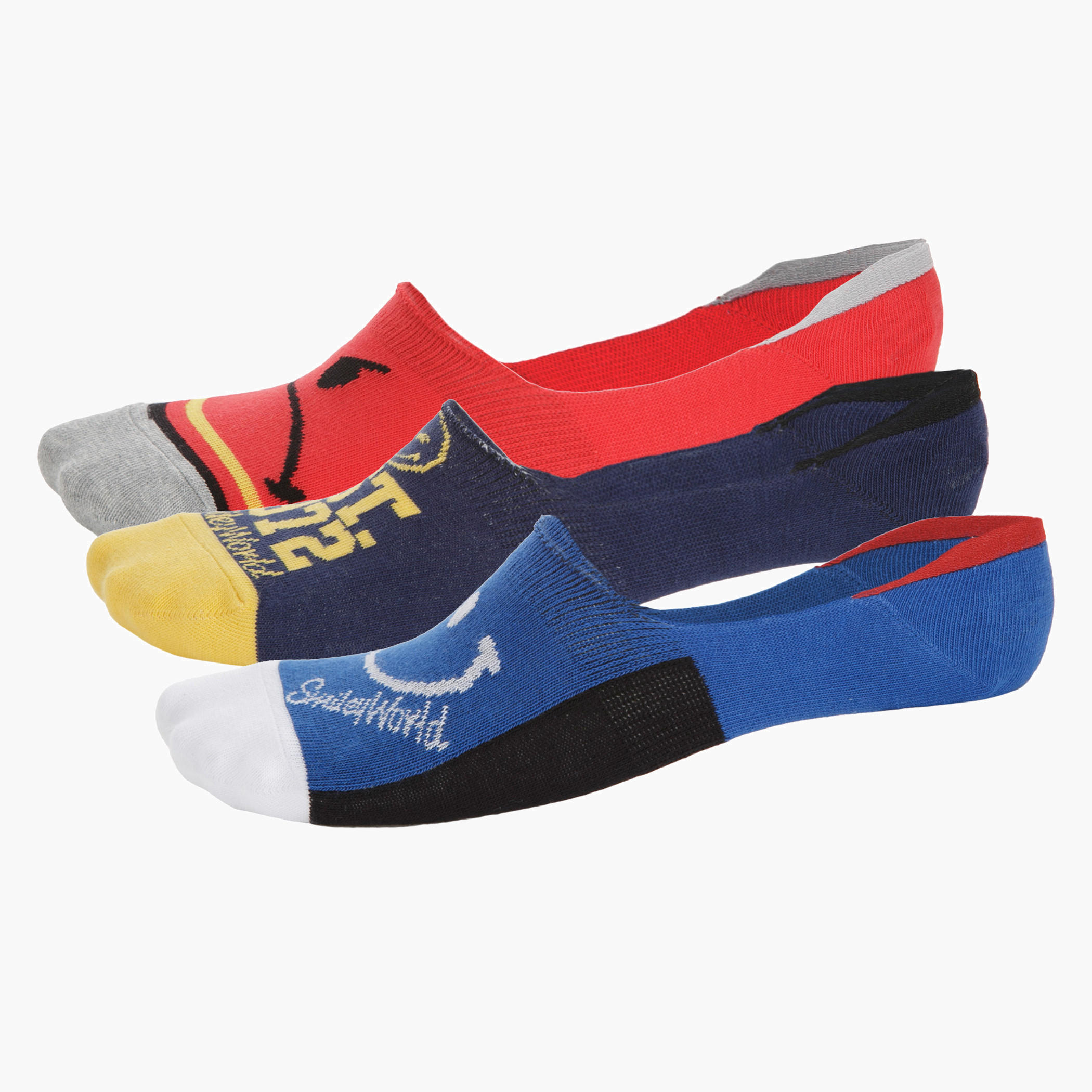 Smiley World Multicolour Ped Socks - Set of 3-men-socks-image-1