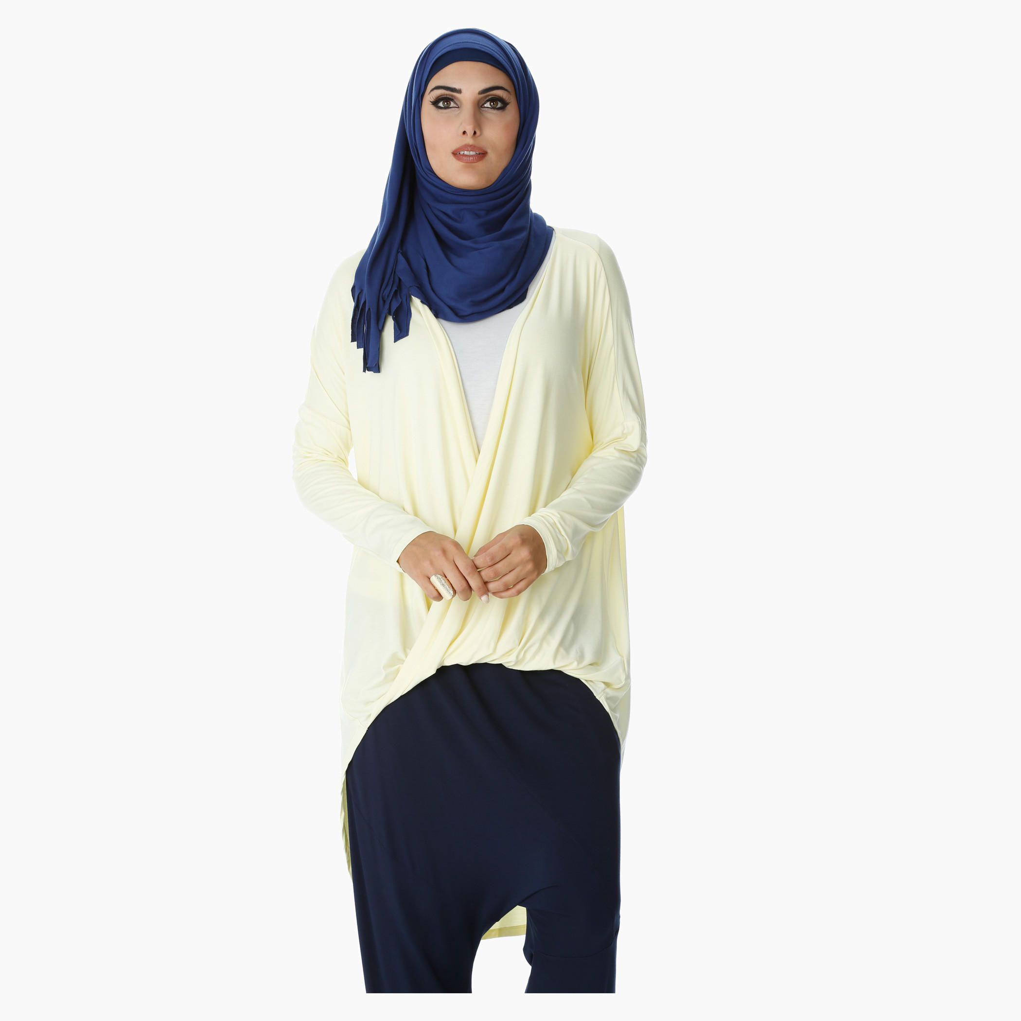 Twisted Top with High-Low Hem and Long Sleeves-women-clothing-shirtsandblouses-blouses-image-1