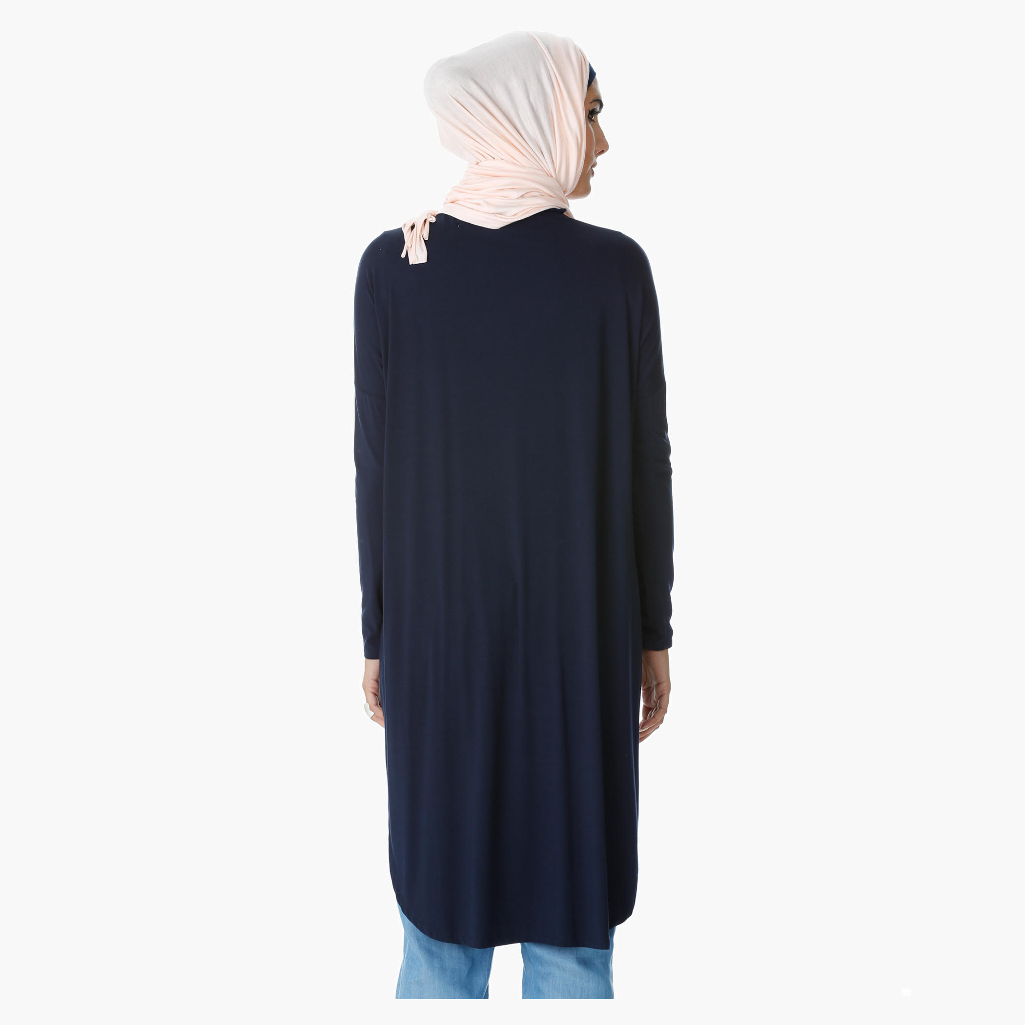 Twisted Top with High-Low Hem and Long Sleeves -women-clothing-shirtsandblouses-blouses-image-2