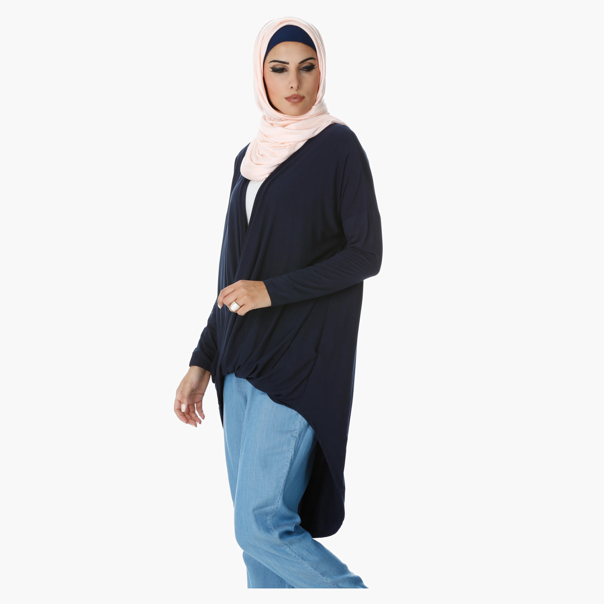 Twisted Top with High-Low Hem and Long Sleeves -women-clothing-shirtsandblouses-blouses-image-3