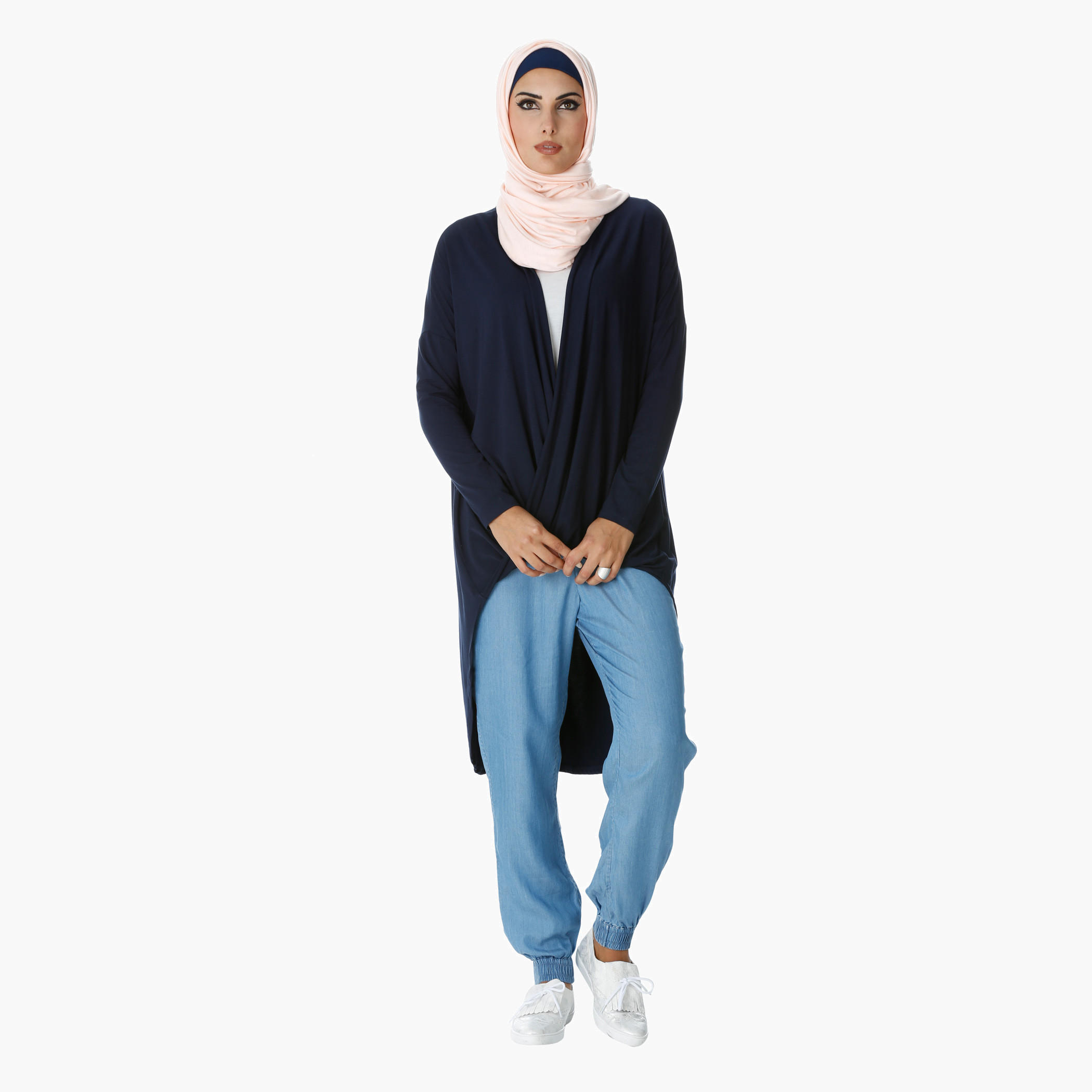 Twisted Top with High-Low Hem and Long Sleeves -women-clothing-shirtsandblouses-blouses-image-5