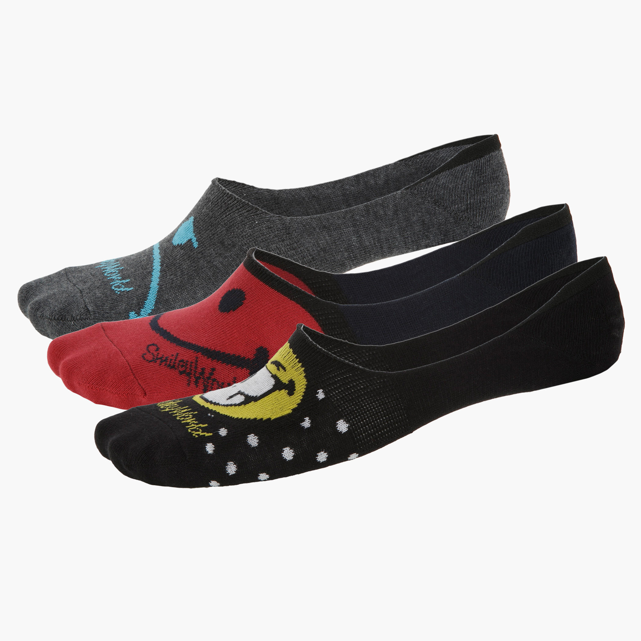 Smiley World Textured Socks - Set of 3-women-socksandstockings-image-1