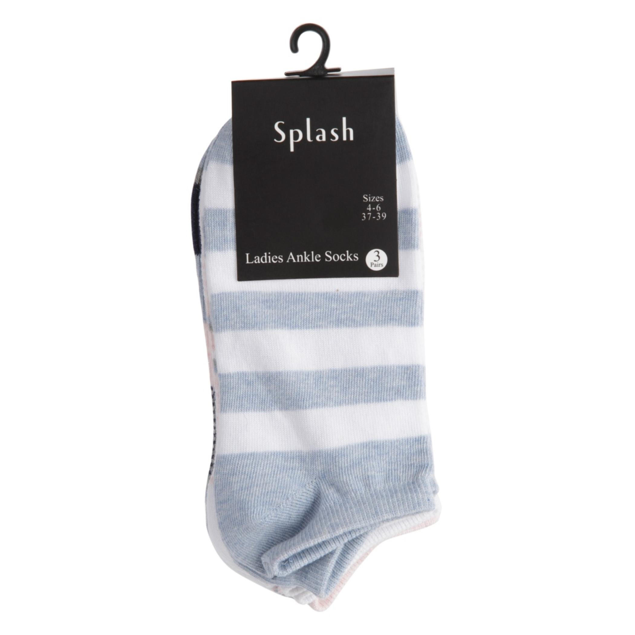 Striped Ankle-length Socks - Set of 3-women-socksandstockings-image-2