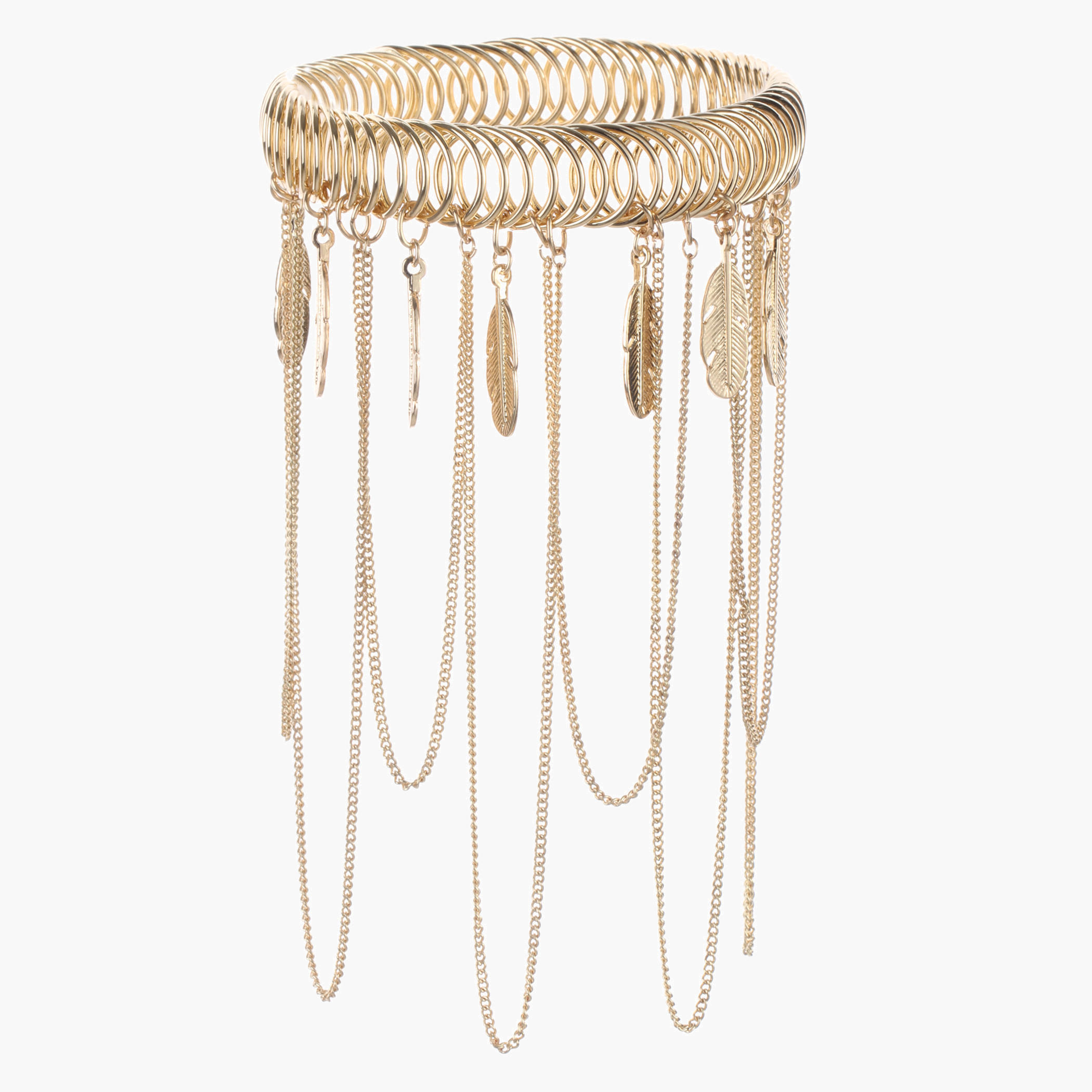Feather and Chain Embellished Bangle-women-watchesandjewellery-jewellery-banglesandbracelets-image-2