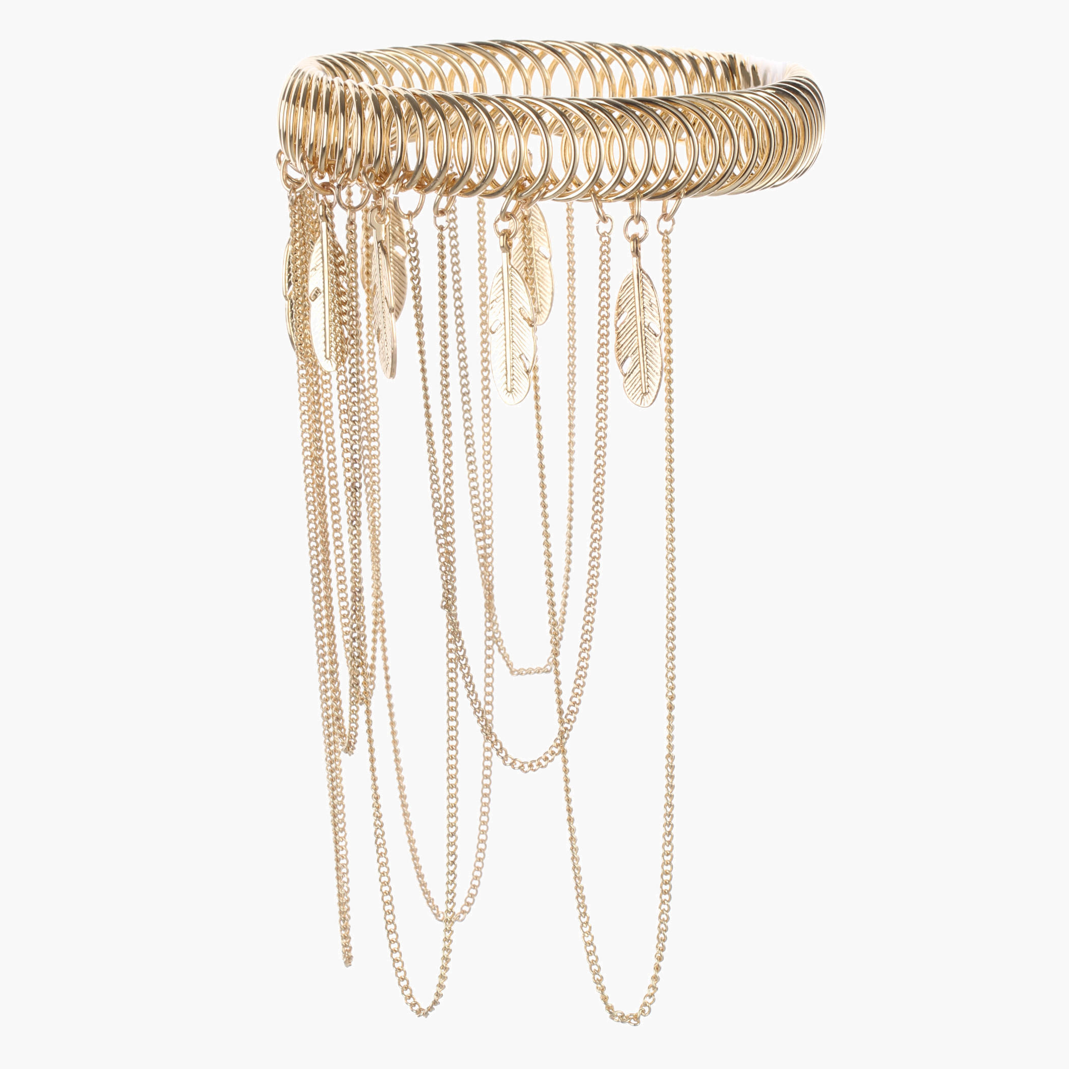 Feather and Chain Embellished Bangle-women-watchesandjewellery-jewellery-banglesandbracelets-image-1