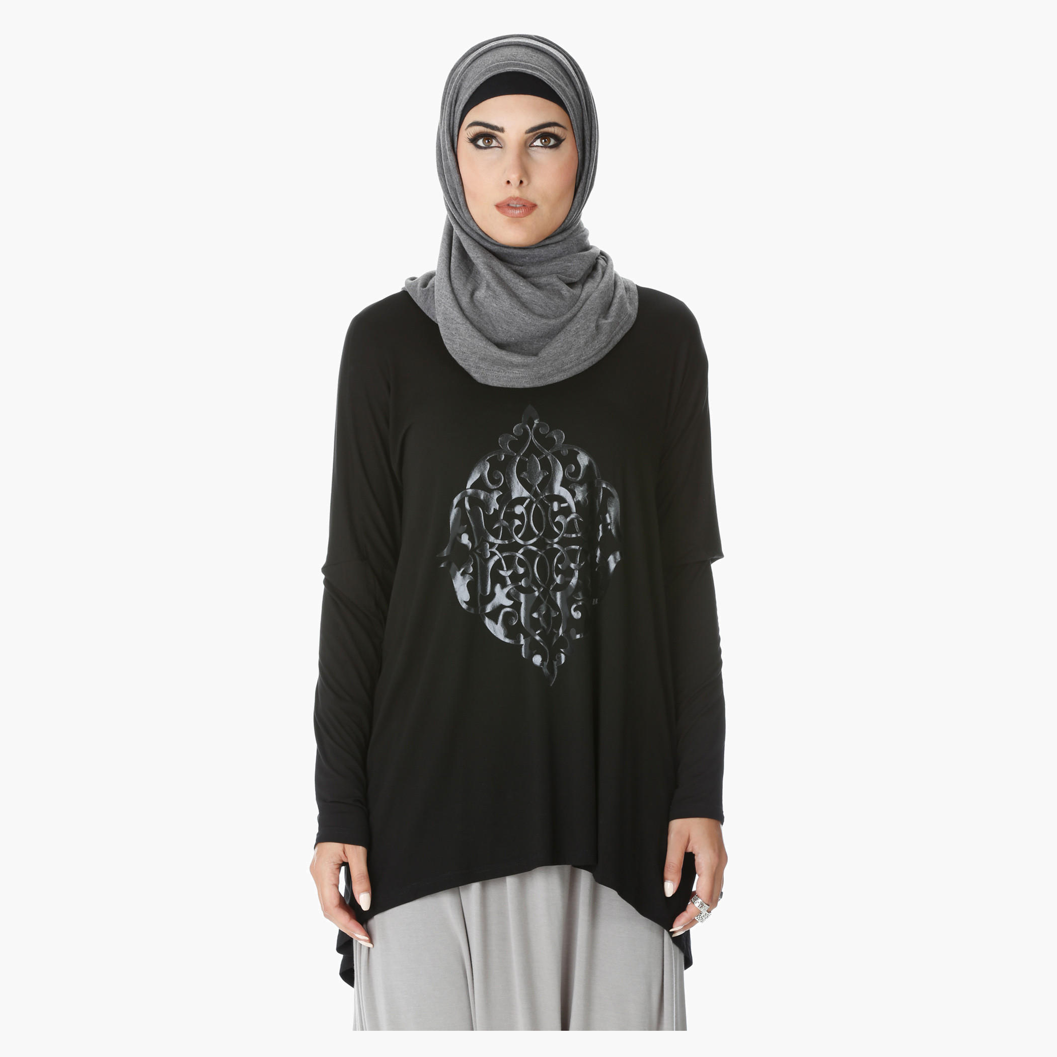 Pleated Top with Long Sleeves and High-Low Hem-women-clothing-shirtsandblouses-blouses-image-1