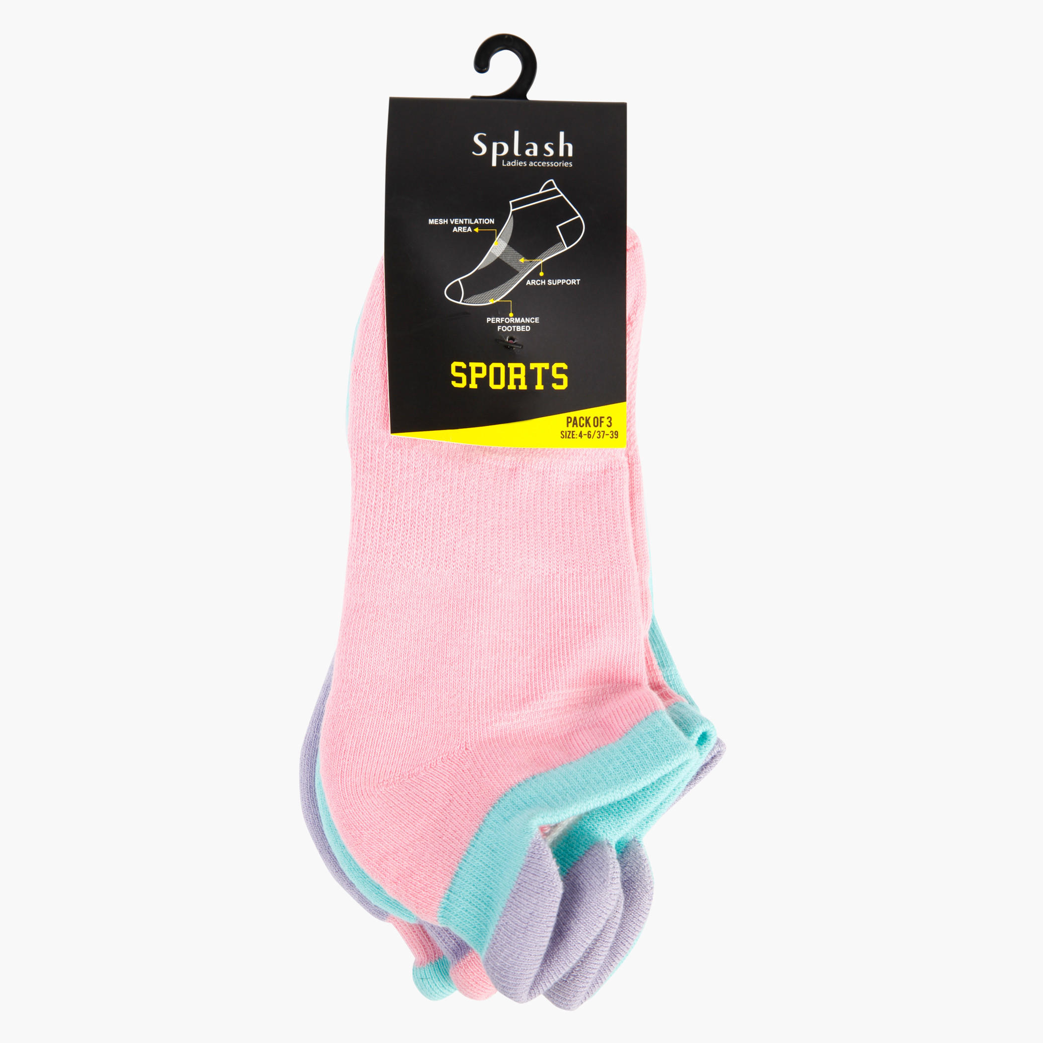 Smiley World Printed Invisible Sock - Set of 3-women-socksandstockings-image-1