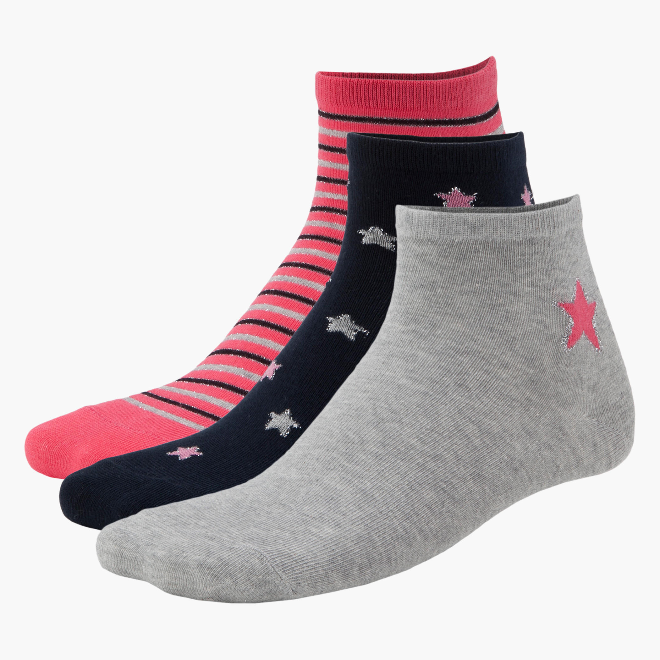 Printed Ankle-length Socks - Set of 3-women-socksandstockings-image-1