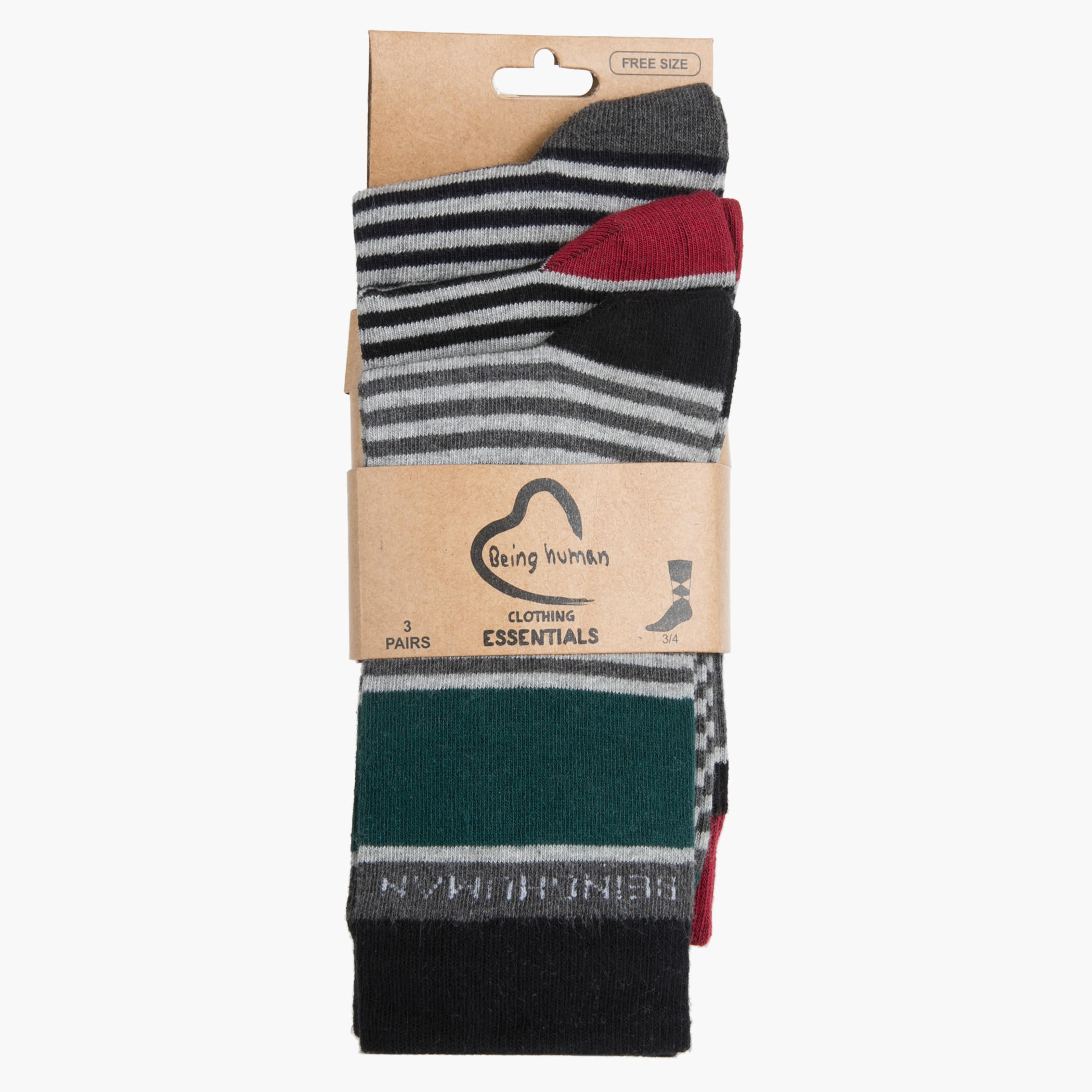 Being Human Striped Socks - Set of 3-men-socks-image-2