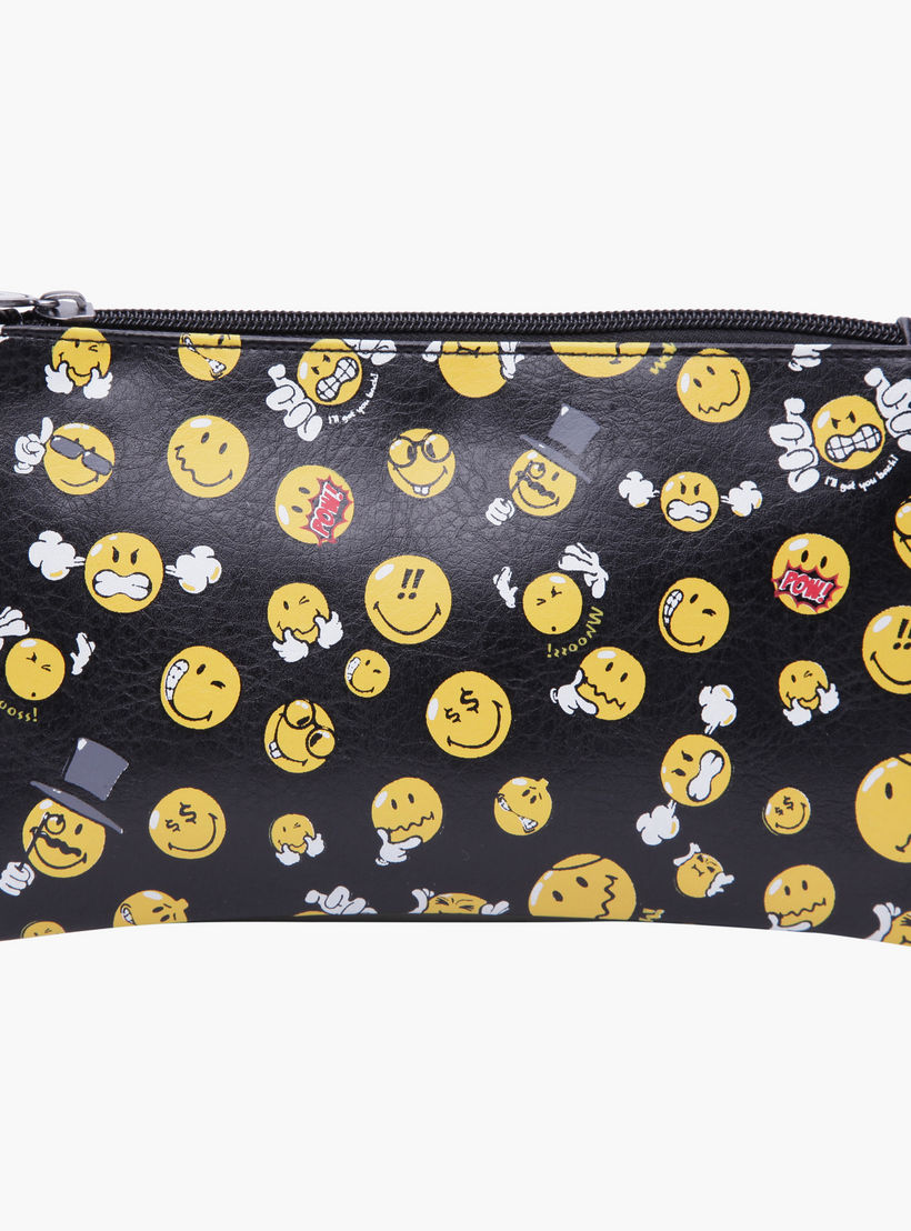 Smiley World Print Pencil Pouch-women-bagsandwallets-wallets-image-1