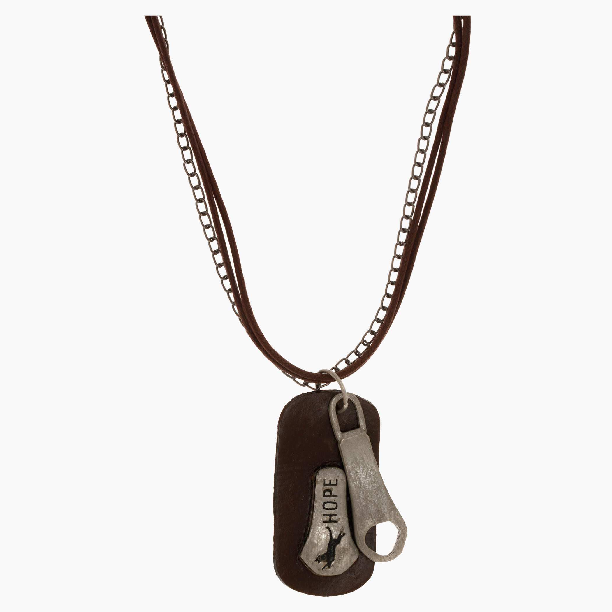 Zipper-accented Dog Tag Necklace-men-watchesandjewellery-necklacesandpendants-image-2