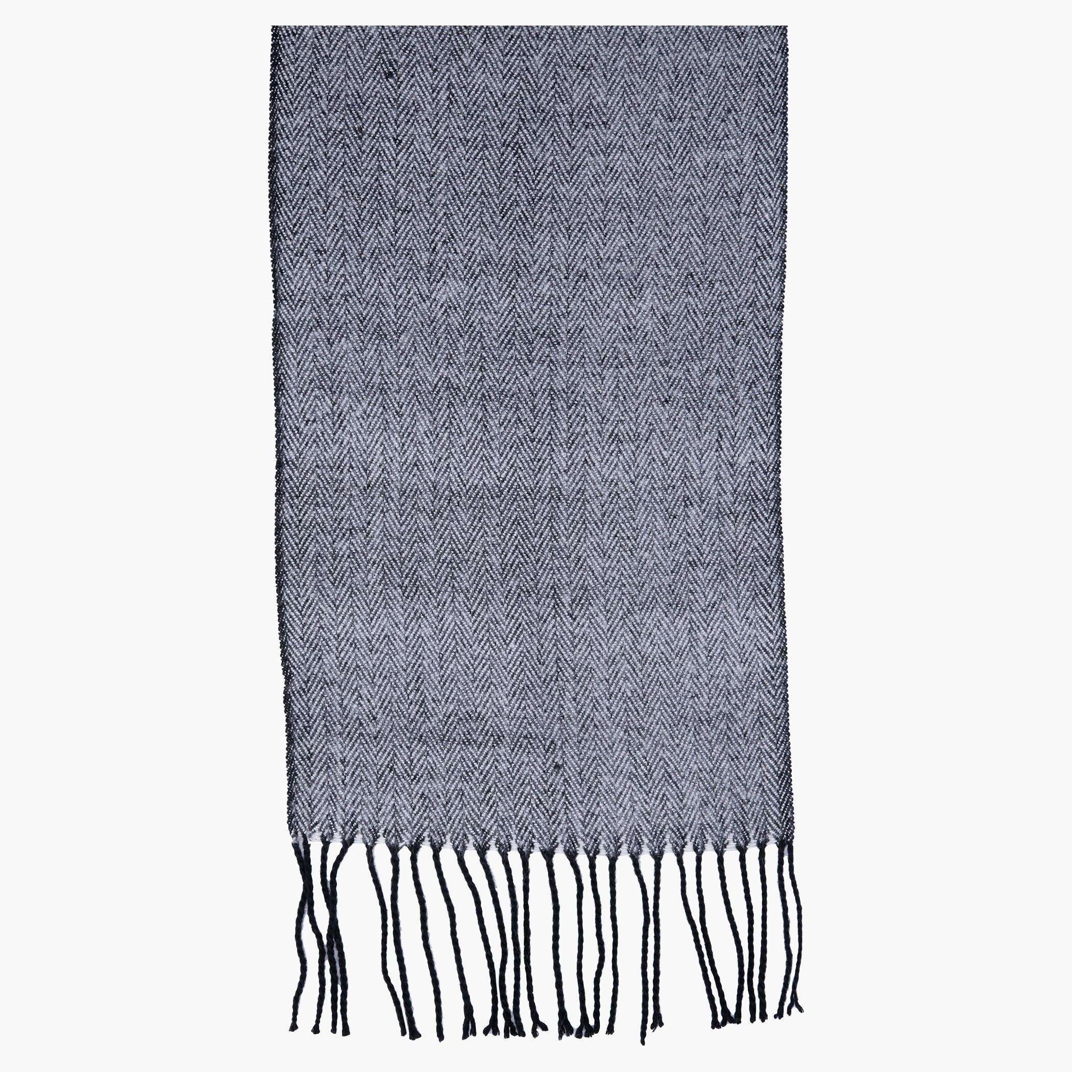 Scarf with Fringed Hems and Herringbone Pattern-men-scarvesandgloves-image-2