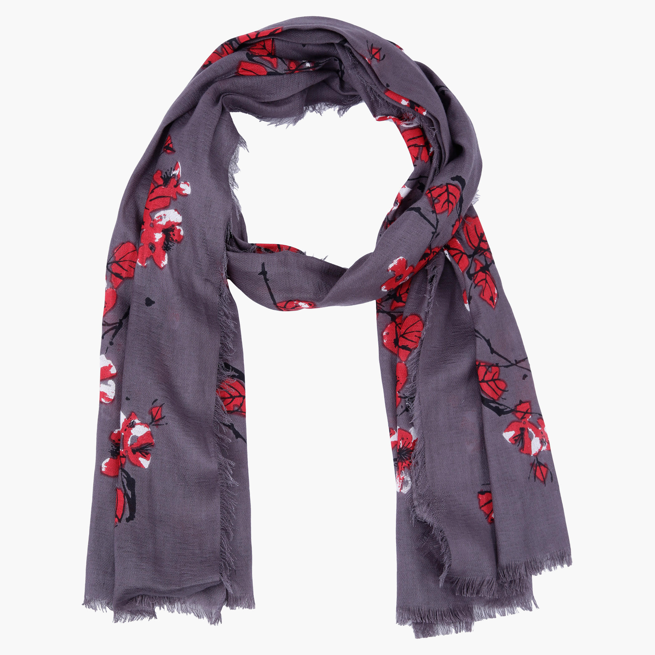 Floral Print Scarf with Fringed Hems-women-clothingaccessories-scarves-image-1