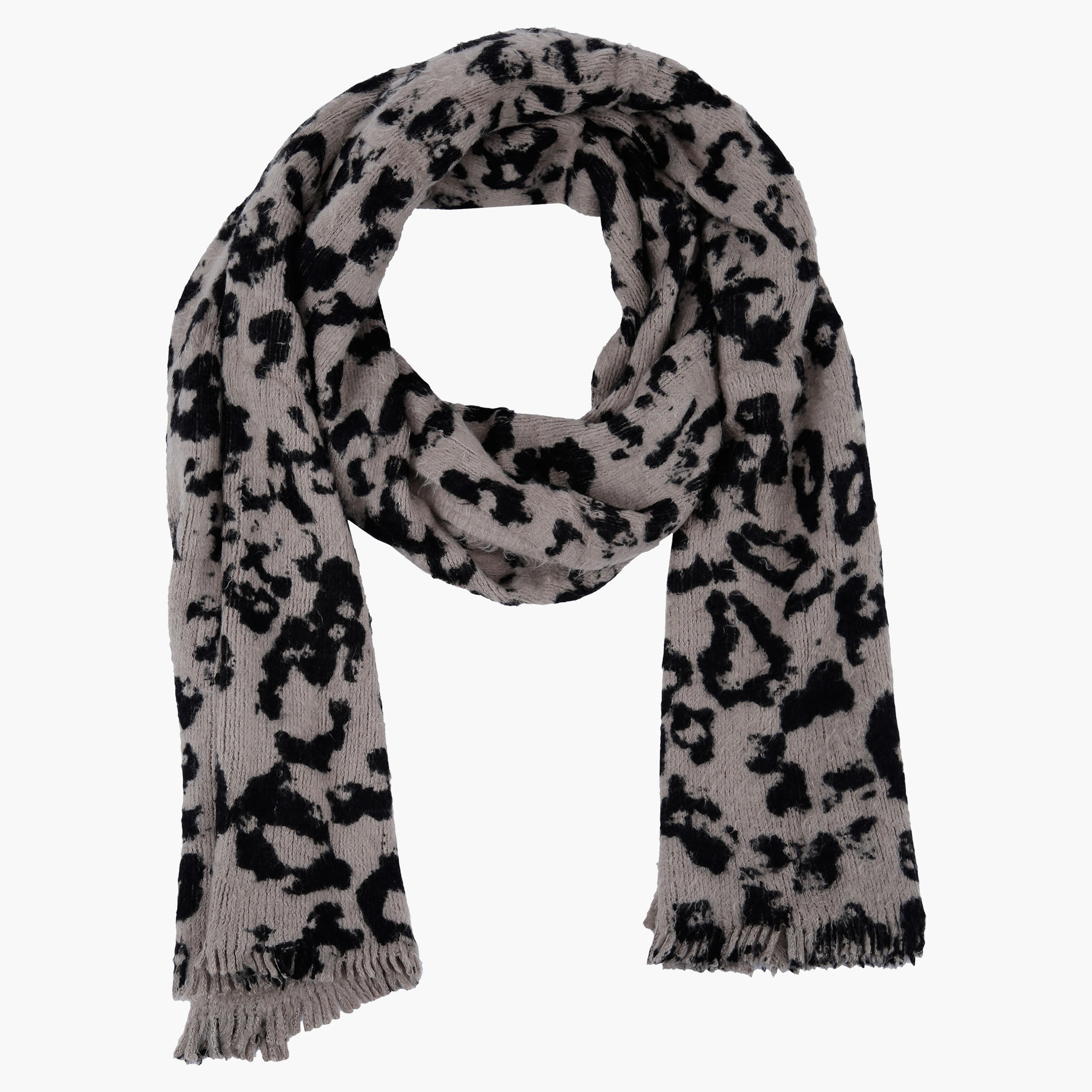 Animal Texture Scarf with Fringed Hems-women-clothingaccessories-scarves-image-1
